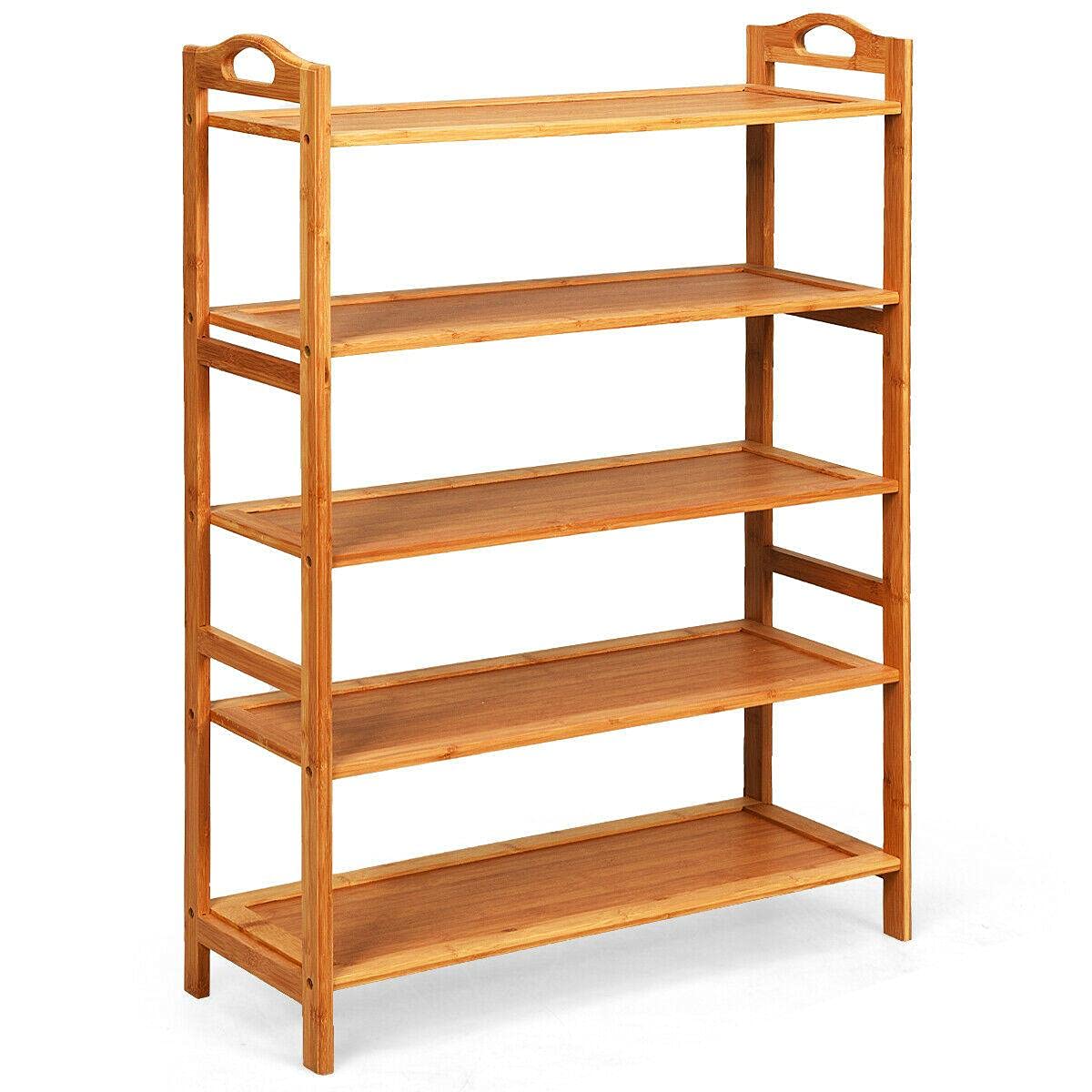 5-Tier Bamboo Shoe Rack Organizer - Free Standing Entryway Shoe Storage Shelf for Closet & Home Organization - Perfect for Small Spaces, Apartments, and Entryway Shoe Storage