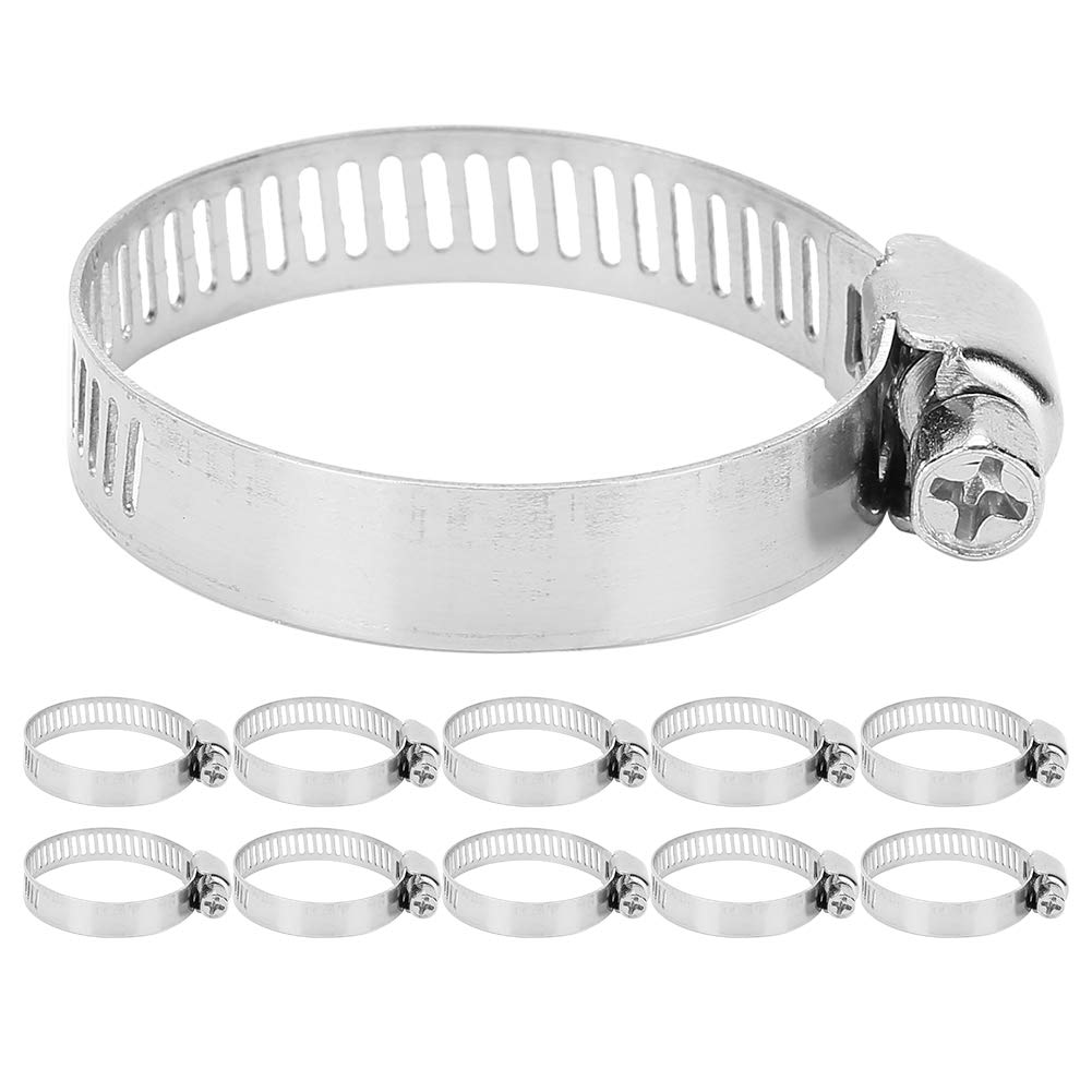 3.5Cm Heavy Duty Stainless Steel Hose Clamps - 10PCS Secure Water Pipe Clamps for Plumbing, Automotive, and Marine Applications