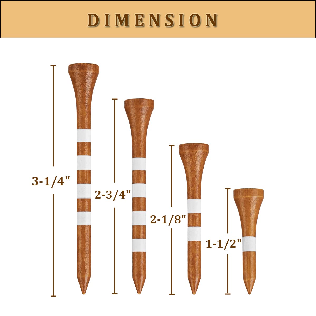 Premium MAZEL Natural Wood & Bamboo Golf Tees Set (2.75