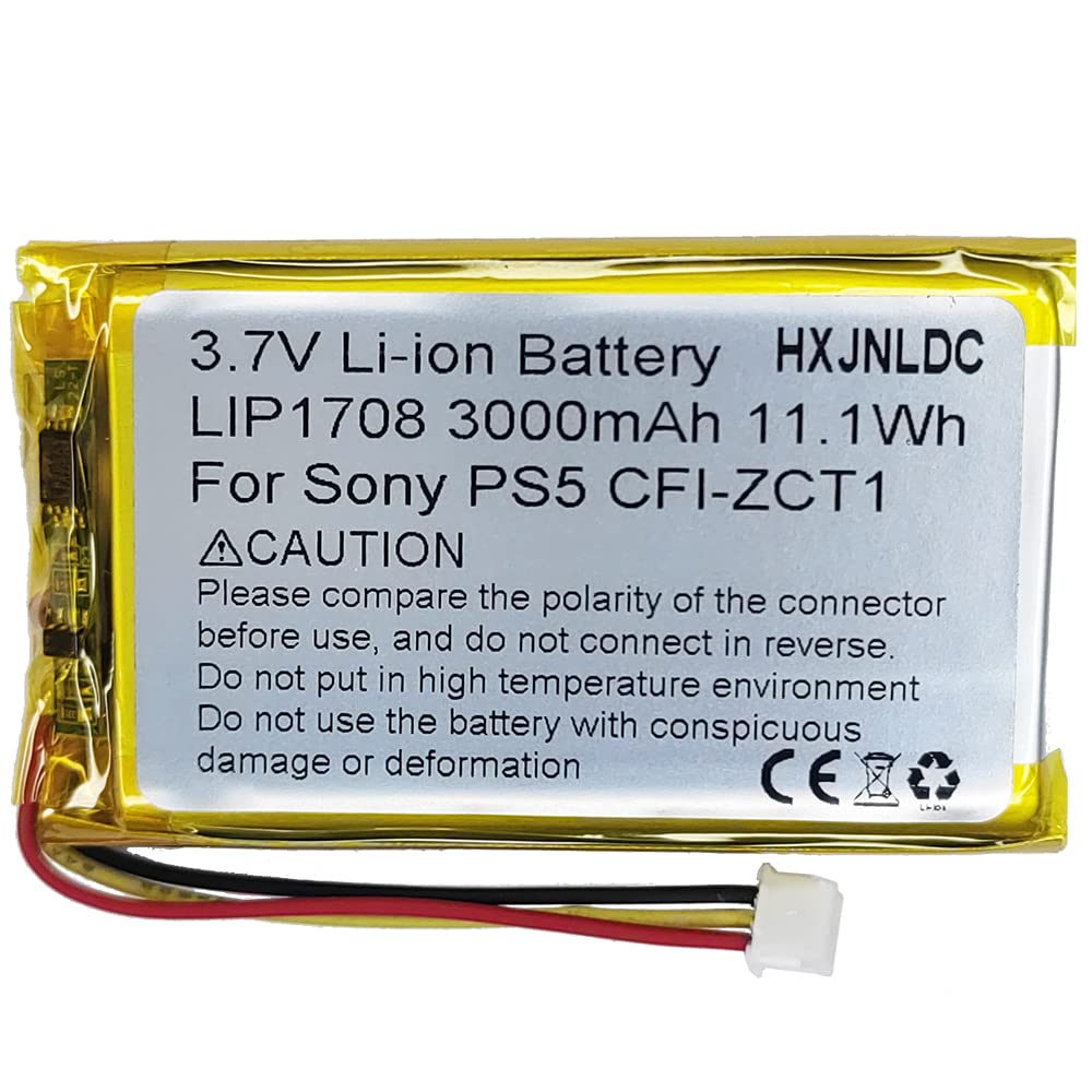 3.7V 3000mAh LIP1708 Rechargeable Lithium-ion Battery Replacement for Sony PlayStation 5 DualSense Wireless Controller (Model CFI-ZCT1W/B/U) - Long-Lasting Power for Extended Gaming Sessions