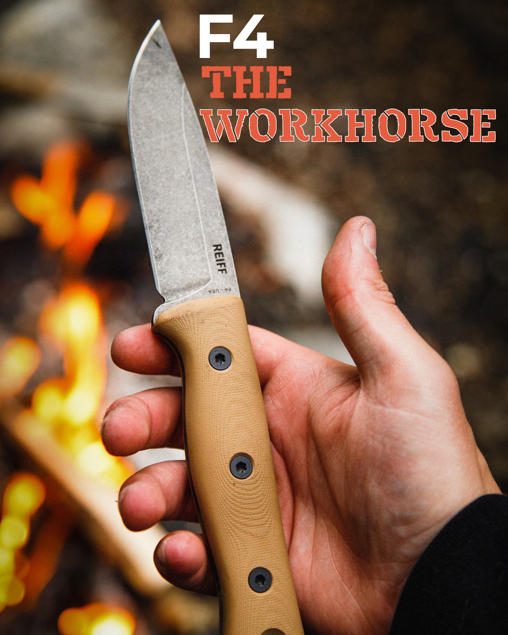 F4 Bushcraft Survival Knife - High Carbon Steel Outdoor Camping Hunting Knife with Sheath - Perfect for Wilderness Survival, Hiking & Backpacking Adventures