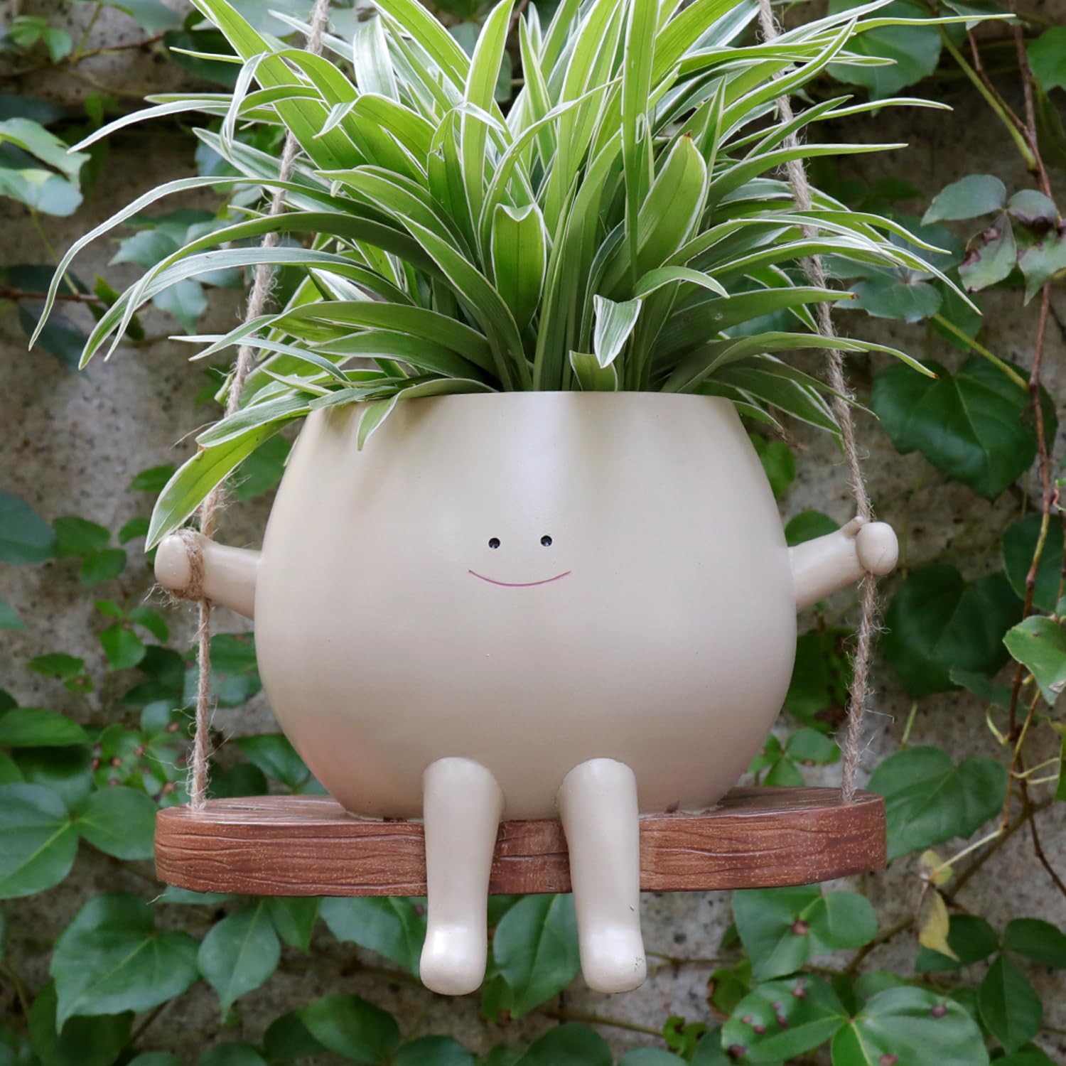 Large Hanging Face Planter Pot for Indoor & Outdoor Plants - Perfect for String of Pearls, Succulents & Flowers - Durable Resin Material - Great Gift for Mother's Day, Teacher Appreciation & Christmas (Home Decor, Garden, Patio, Office)