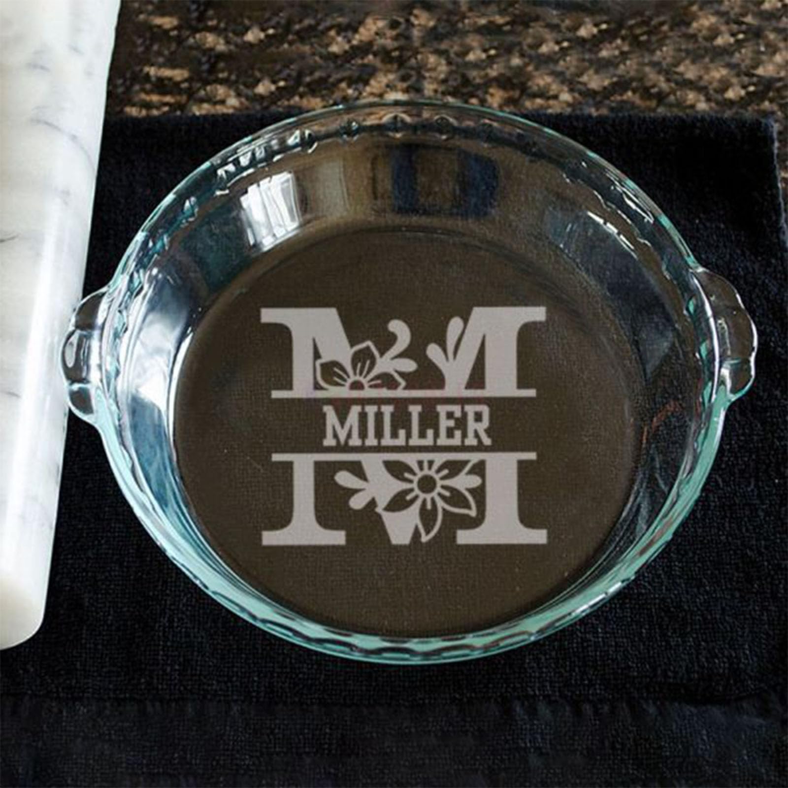 Custom Engraved 9-Inch Pyrex Glass Pie Plate with Handles - Personalized Baking Dish for Pies, Snacks, Salads & Desserts | Perfect for Holiday Baking, Family Gatherings & Potluck Parties