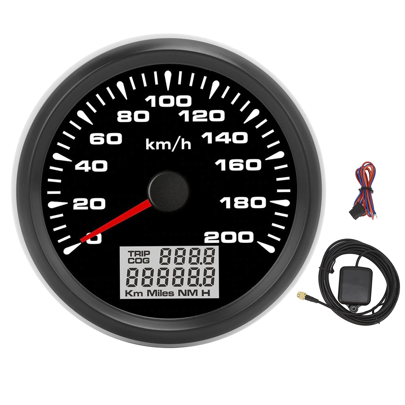 Universal 85mm GPS Speedometer with 200km/h Max Speed, 7-Color Backlight, Black Dial & Bezel - Perfect for Cars, Boats, Yachts, RVs & Marine Vehicles