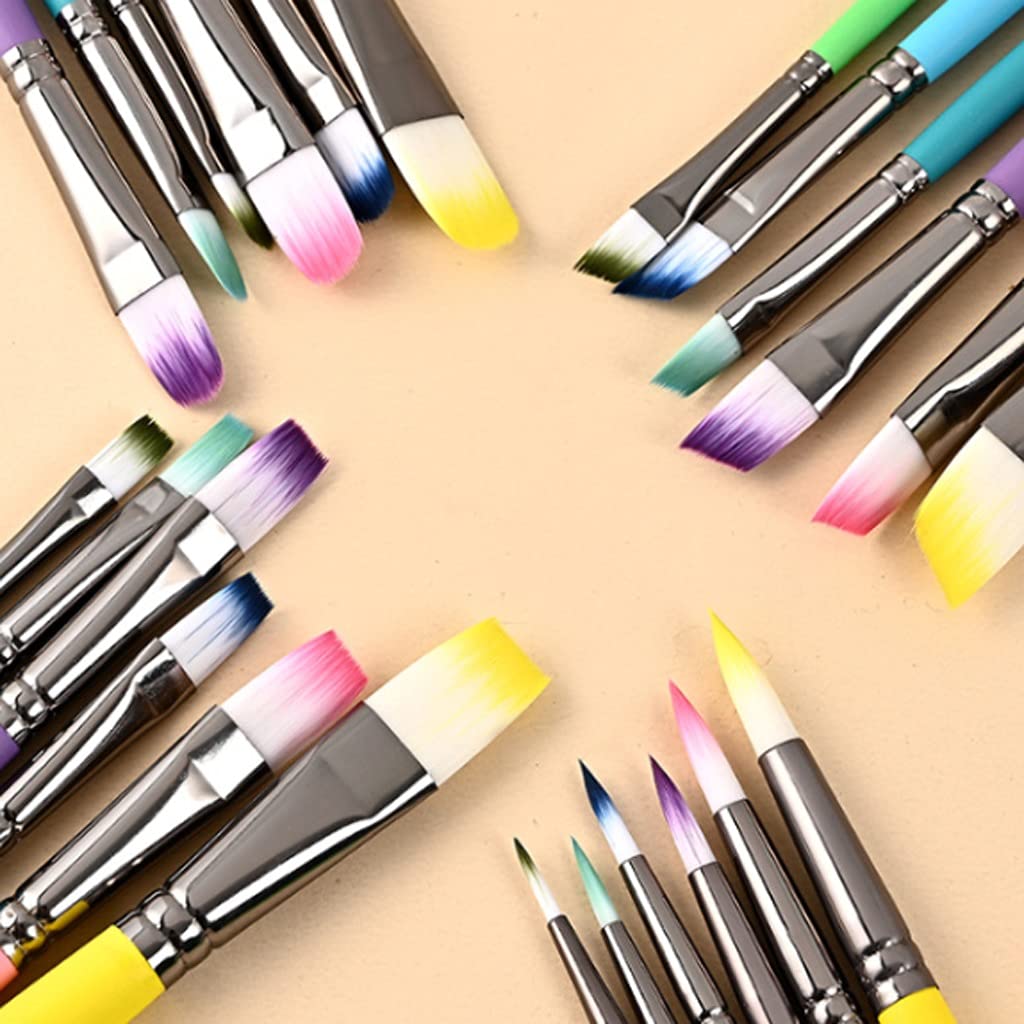 24-Piece Nylon Hair Wooden Handle Watercolor Paint Brush Set - Perfect for Oil, Acrylic Painting & DIY Art Crafts - Ideal for Artists, Students & Hobbyists