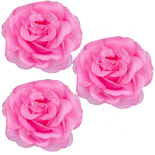 Elegant Pink Flower Hairpin Brooch Set - 3 Piece Women's Party Hair Accessories for Weddings, Prom & Special Occasions