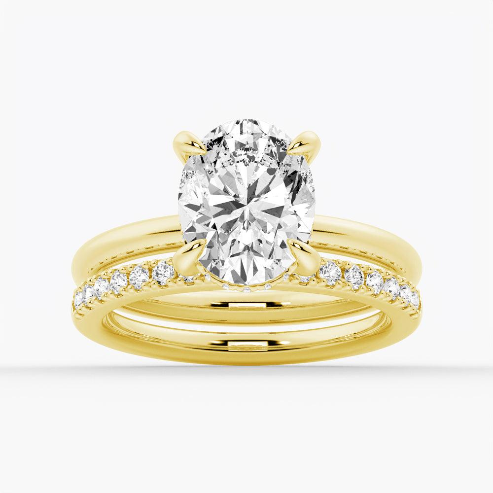 Oval Solitaire Moissanite Engagement & Wedding Ring Set for Couples - Matching His & Hers Bands - Perfect for Proposals, Anniversaries & Romantic Occasions