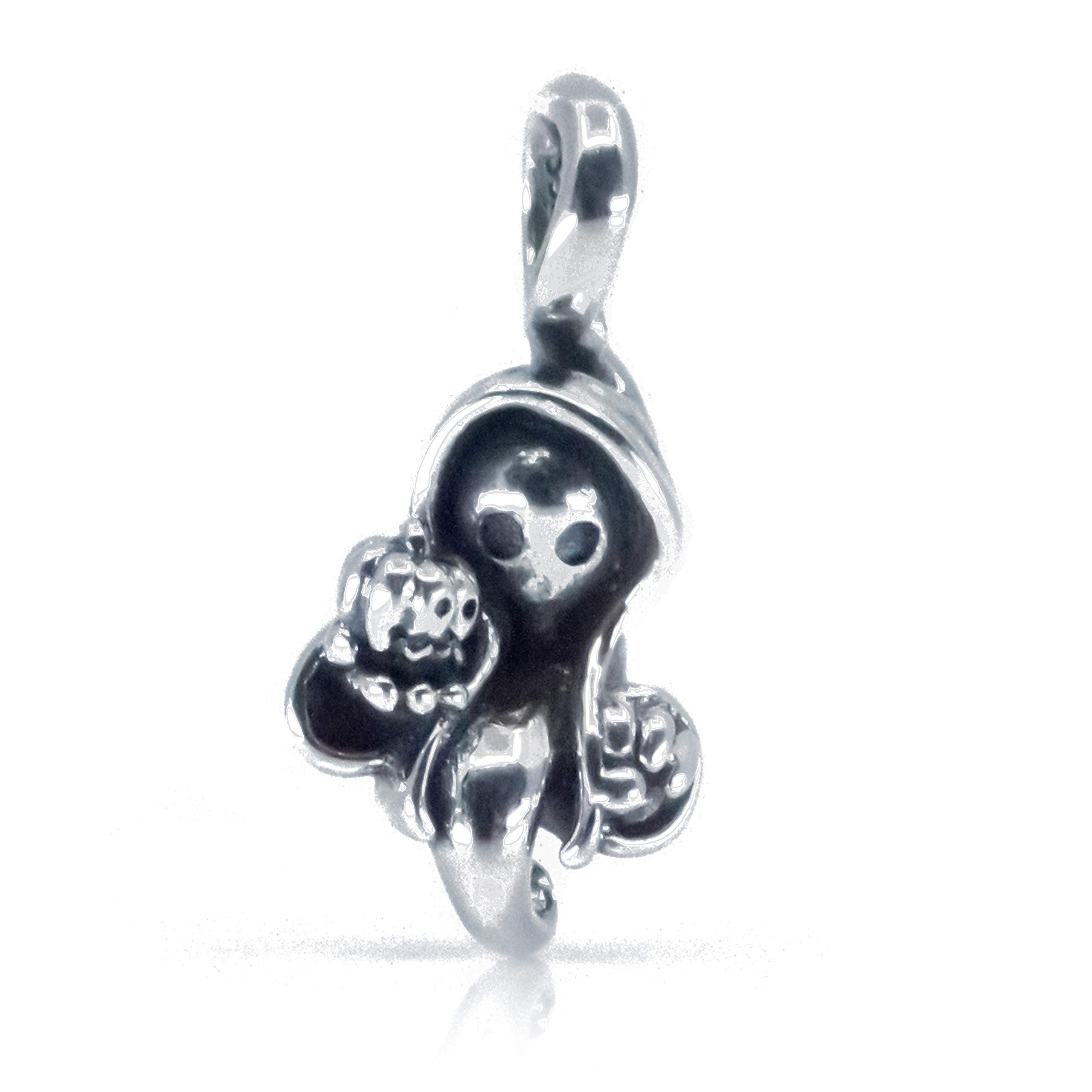 Halloween Ghost Skull Pumpkin Sterling Silver Dangle Charm Pendant S925 | Pandora Compatible Jewelry | Perfect for Halloween Costumes, Party Favors & Spooky Gift Giving