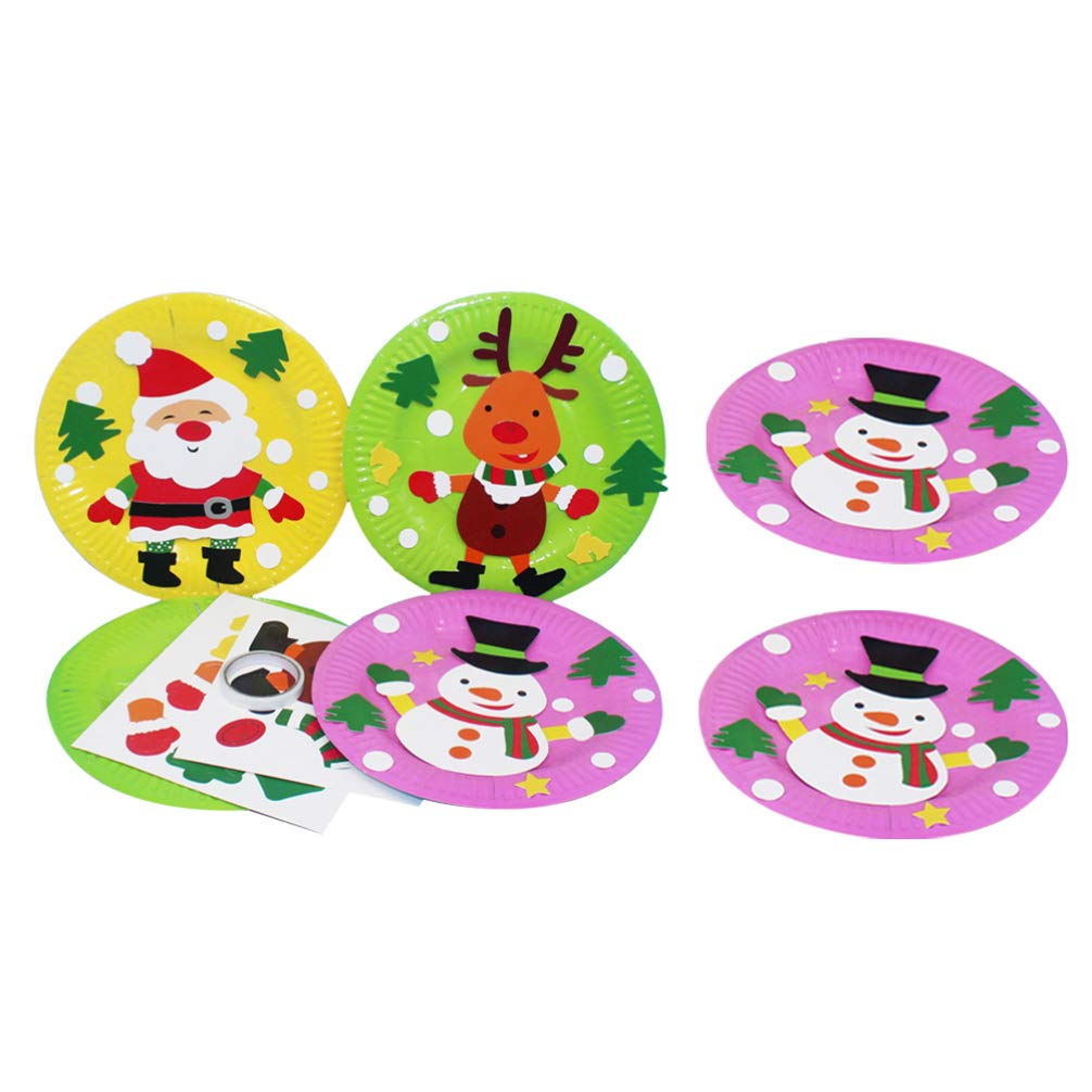 TOYANDONA 6-Piece Christmas Paper Plate Craft Kit - Snowman, Reindeer & Santa Claus DIY Stickers for Kids | Holiday Arts & Crafts, Classroom Projects, Toddler Activities | Perfect for Christmas Parties, School Events & Family Craft Time