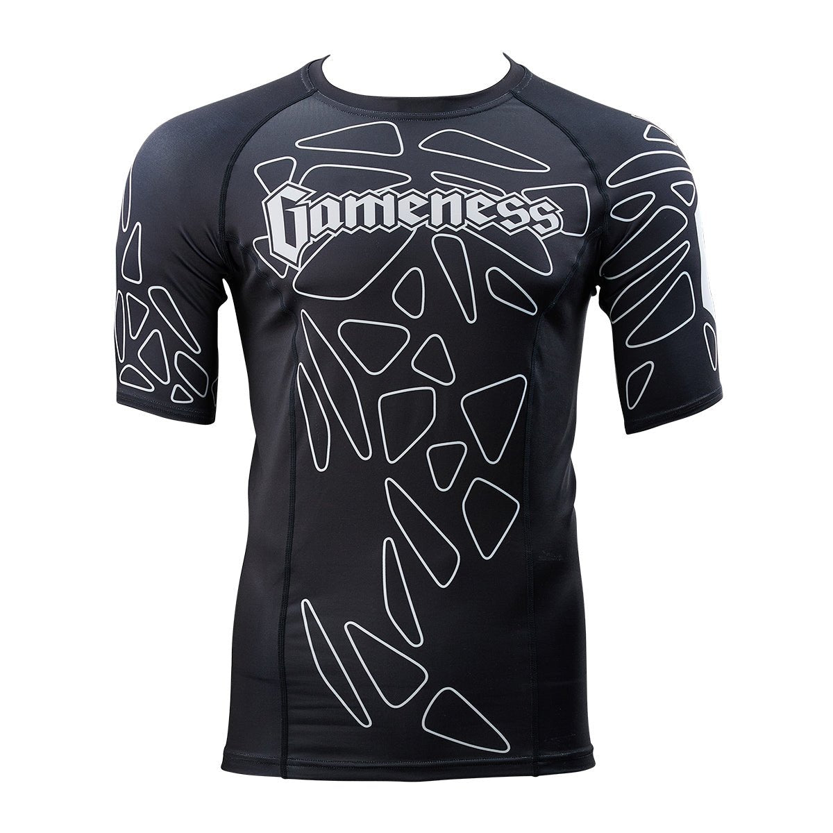 Gameness Men's Short Sleeve Pro Ranked Rash Guard - BJJ MMA Training Shirt for Grappling, Jiu-Jitsu & Combat Sports - Moisture Wicking & UV Protection
