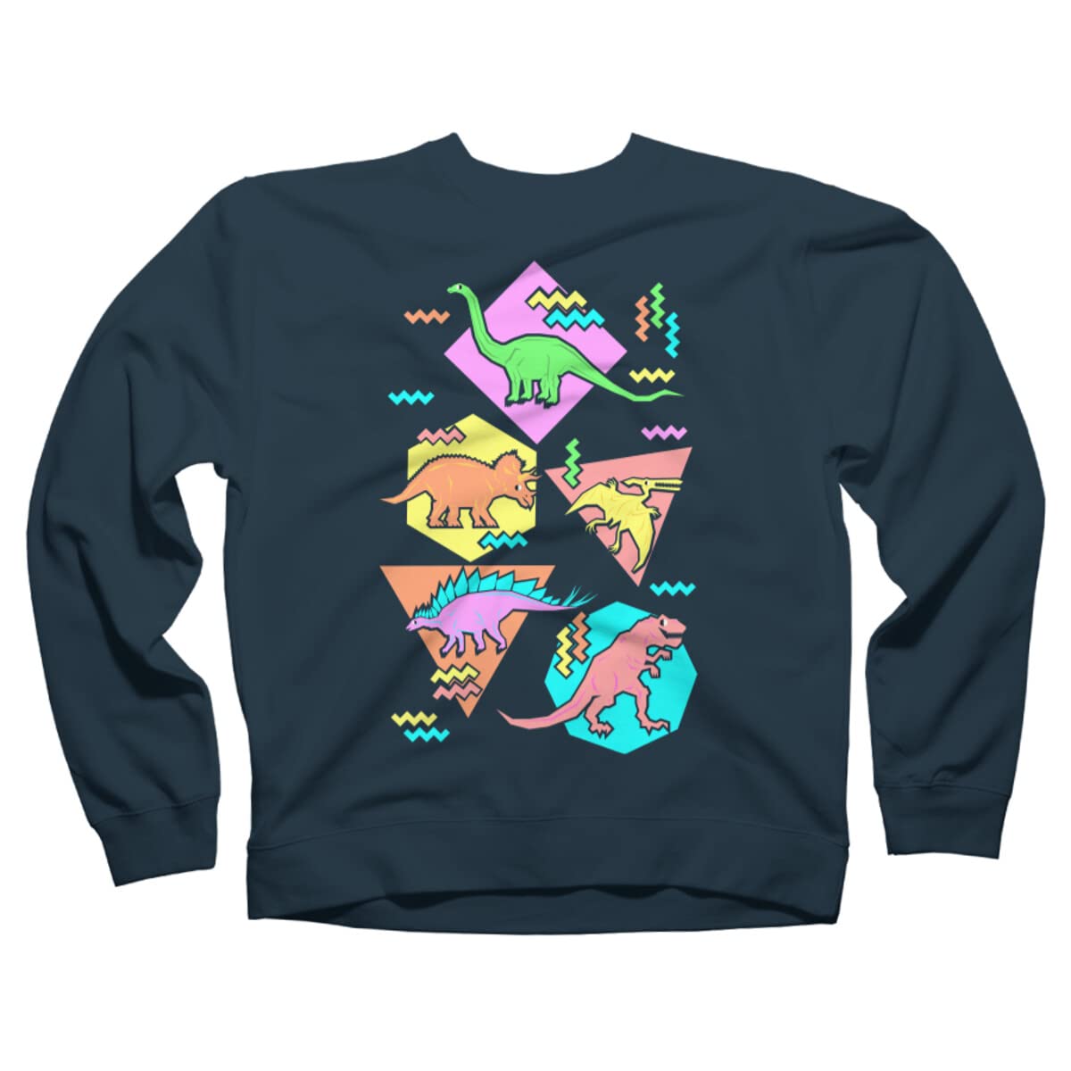 Design By Humans Unisex 90s Dinosaur Print Sweatshirt by Chobopop - Retro Graphic Pullover for Men & Women - Perfect for Casual Wear, Street Style & Nostalgic 90s Fashion