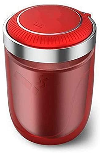 Premium Detachable Car Ashtray with LED Light & Metal Liner - Leakproof Smokers Ash Holder for Cup Holder - Easy Clean Car Accessory (Red) - Perfect for Road Trips, Camping & Outdoor Smoking