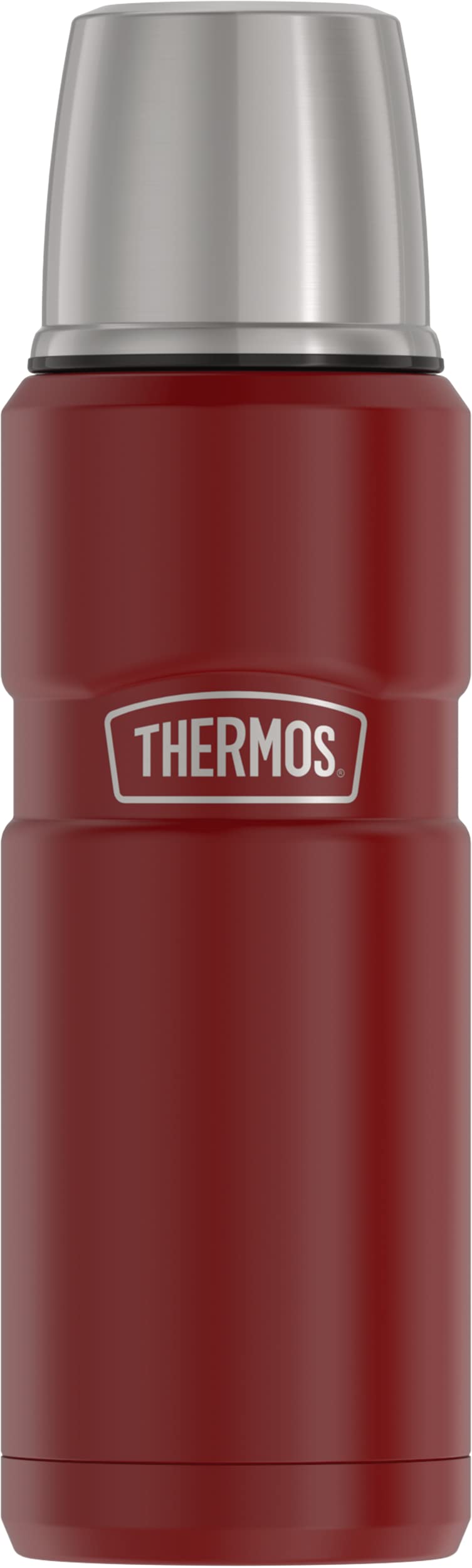 THERMOS Stainless King Vacuum-Insulated Compact Water Bottle - 16oz, Rustic Red - Keeps Drinks Hot/Cold for Hours - Perfect for Hiking, Camping & Office Use