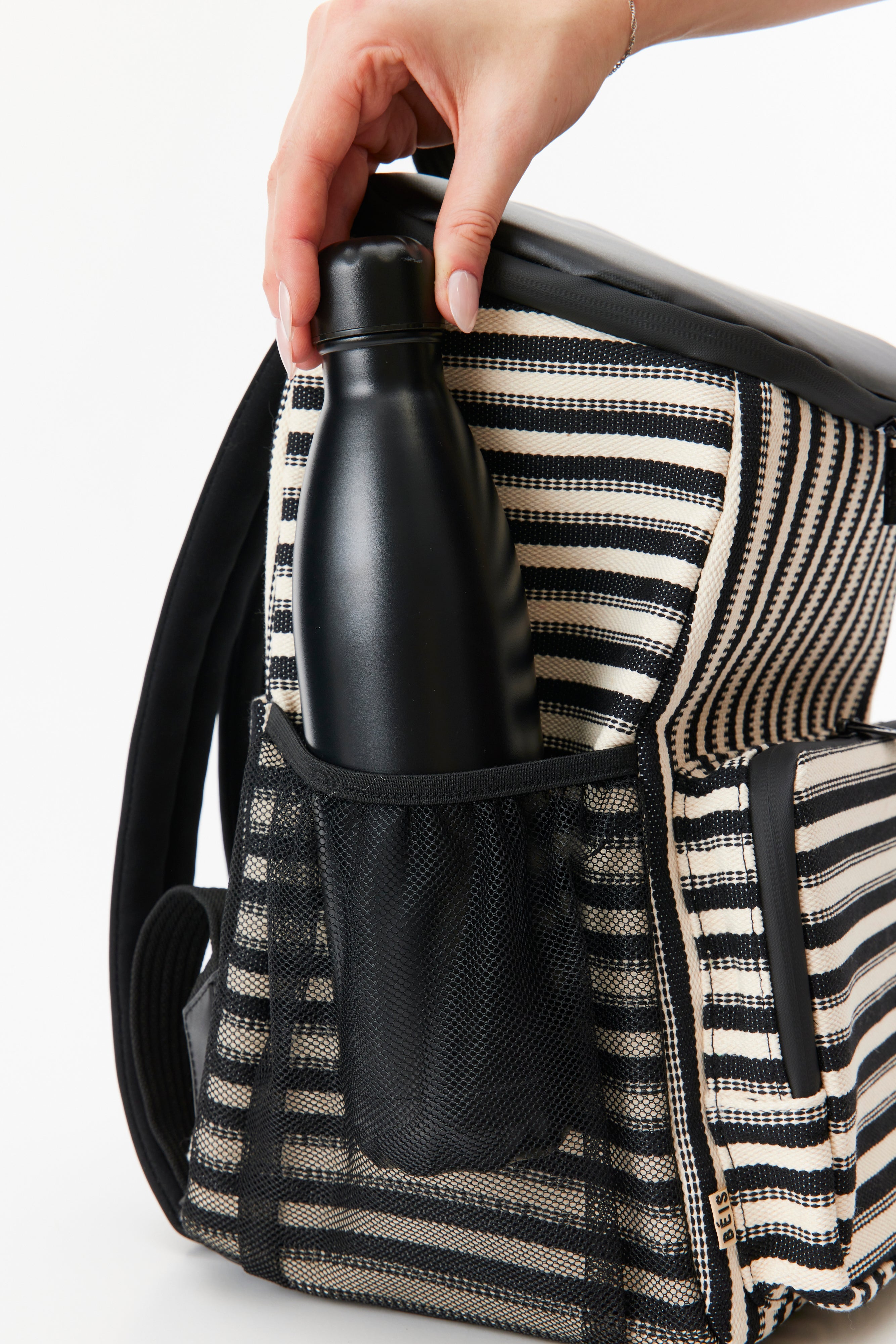 Premium Black Stripe Backpack Cooler - Insulated Leakproof Lunch Bag for Hiking, Camping, Beach & Outdoor Adventures