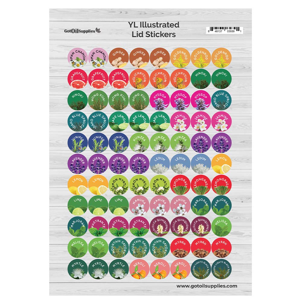 Young Living Essential Oil Labels - Hand Drawn Stickers for Roller Bottles | 616 Premium Stickers in 7 Sheets | Perfect for Organizing YL Singles & Blends | Ideal for Aromatherapy, DIY Blends & Home Organization
