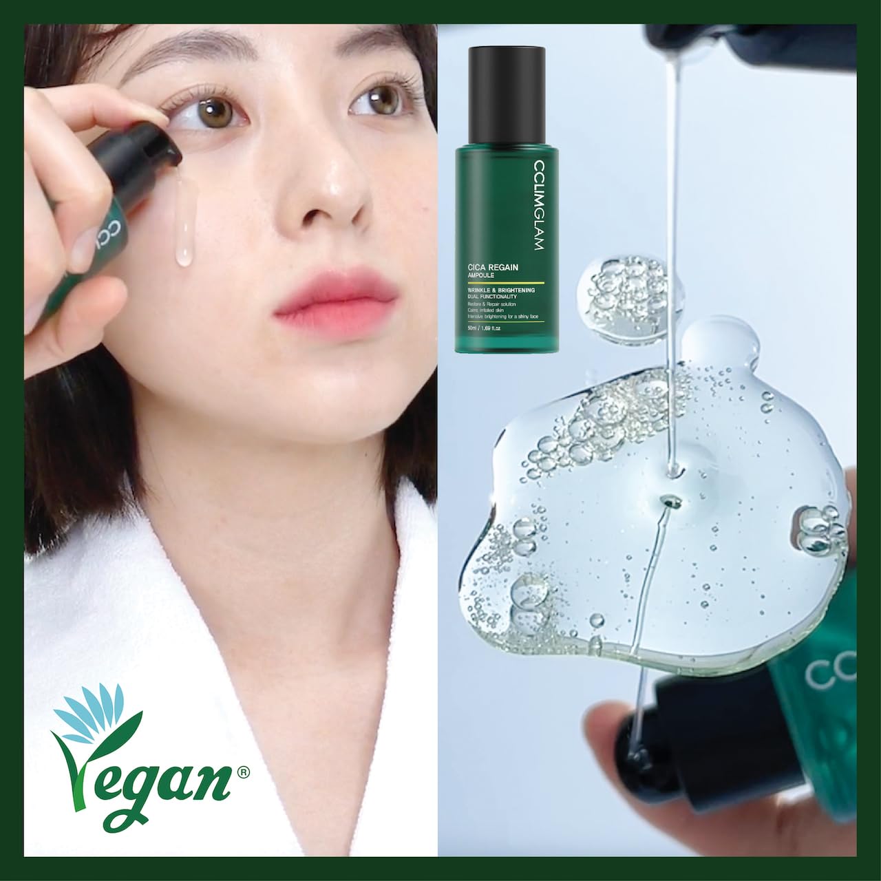 CICA Regain Ampoule 50ml (1.69 Fl Oz) - Vegan Soothing Calming Hydrating Facial Serum for Sensitive Skin | Clean Beauty Korean Skincare | Perfect for Daily Hydration & Redness Relief