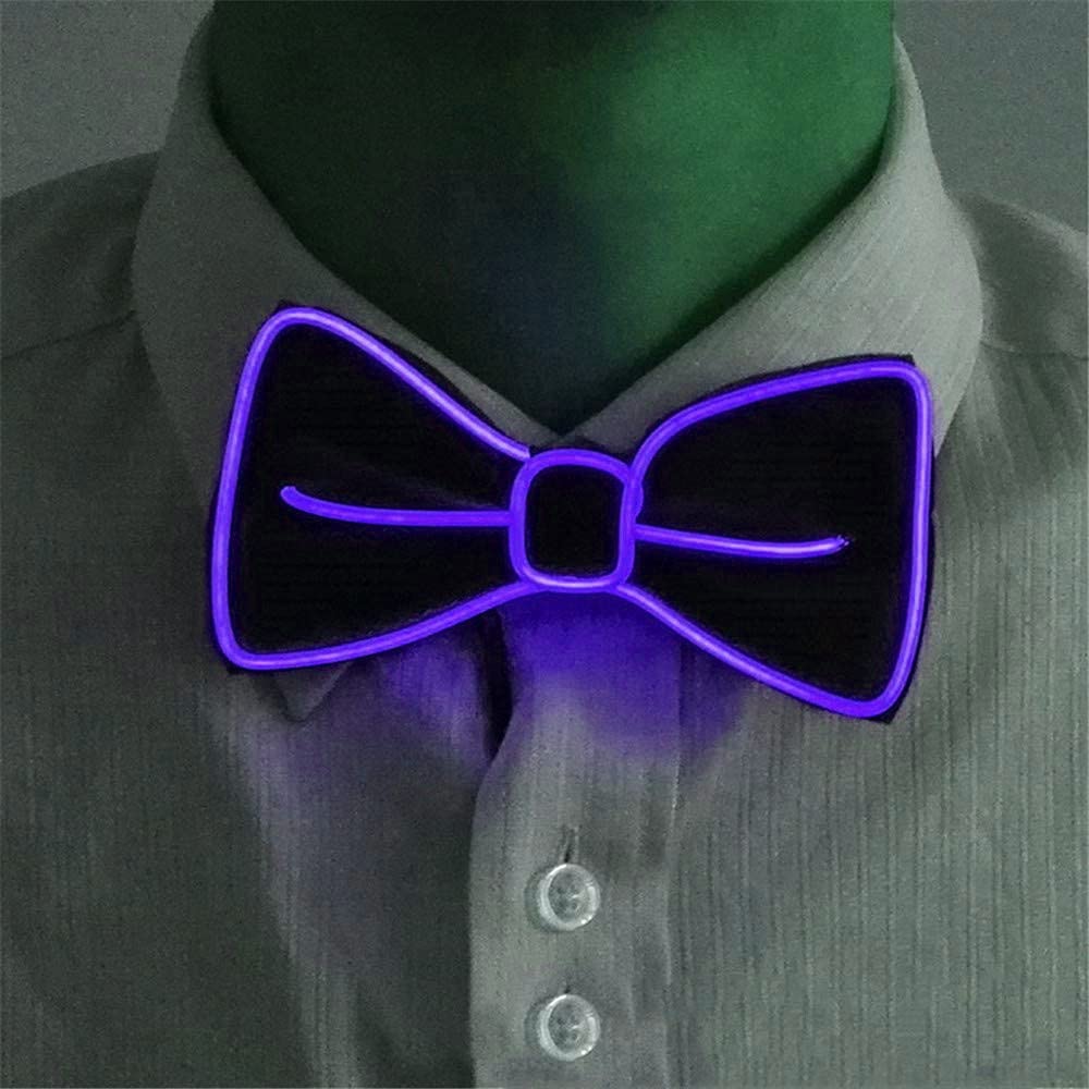 Glowing LED Bow Tie - Adjustable EL Wire Light Up Bowtie for Men & Women - Perfect for Parties, Raves, Cosplay & Night Events