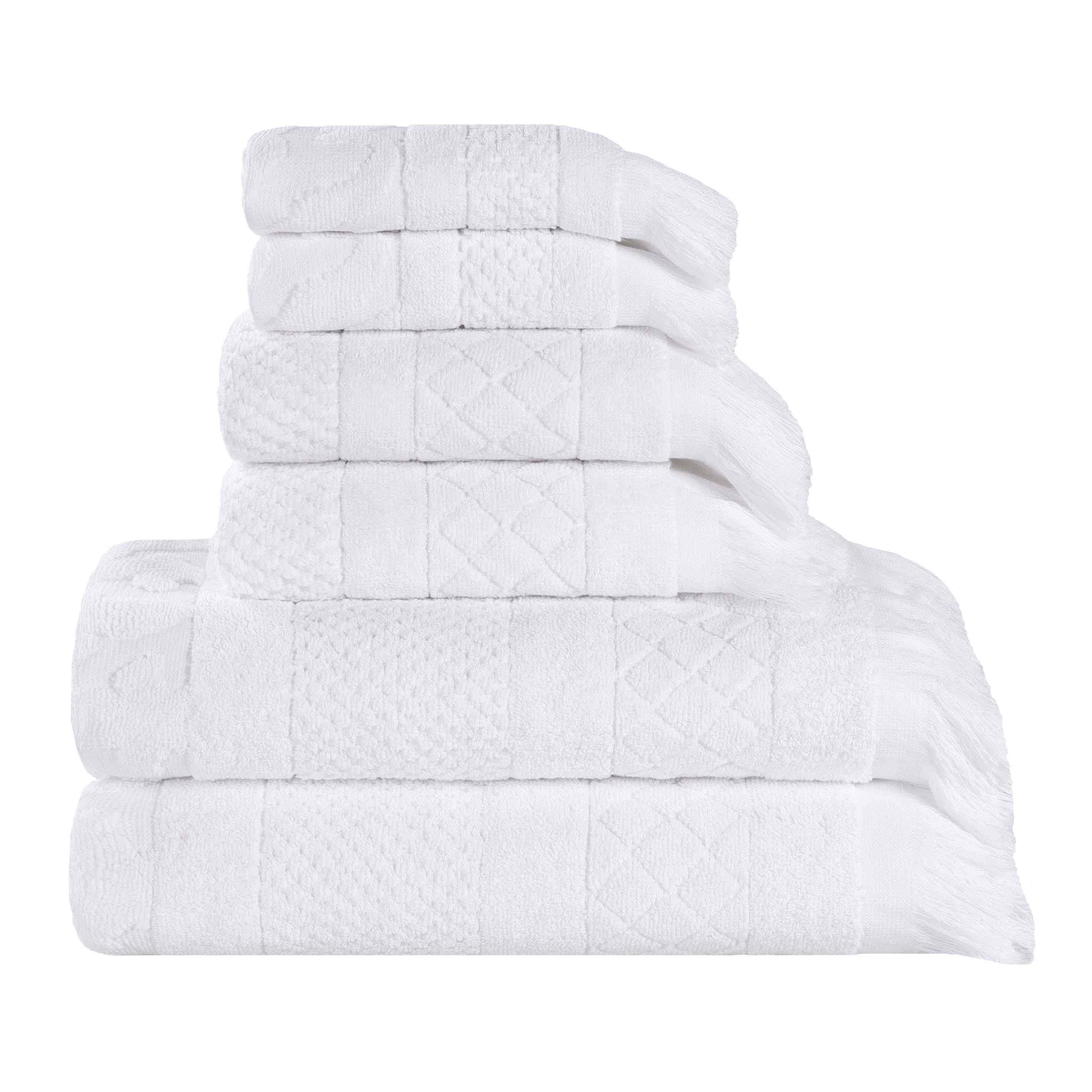 Premium 6-Piece Cotton Geometric Jacquard Towel Set - Ultra Soft & Absorbent Bath Towels for Spa, Bathroom & Luxury Home Decor