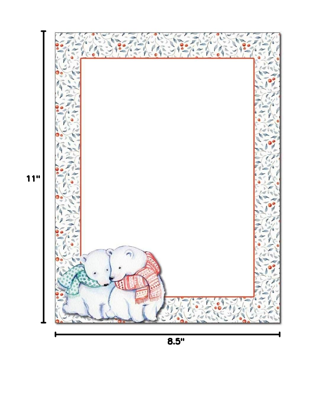 Premium Polar Bears Letterhead Paper - 25 Sheets for Laser & Inkjet Printers - Perfect for Business Stationery, Holiday Cards & Winter-Themed Office Decor