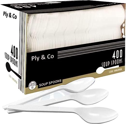 Ply&Co. Disposable Plastic Soup Spoons - 4000 Pack Bulk Plastic Utensils for Parties, Catering, Takeout, Weddings, Picnics & Food Stands | Durable Medium Weight Cutlery for Restaurants, Events & Outdoor Dining