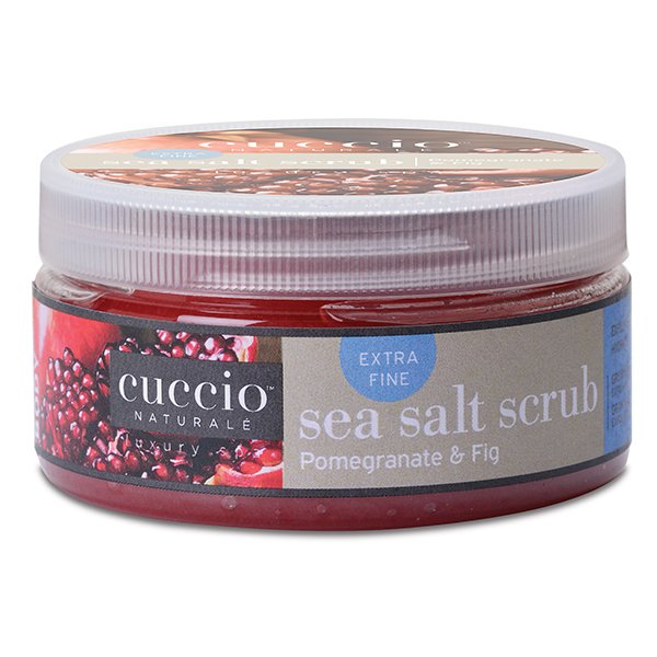 CUCCIO NATURALE Pomegranate & Fig Sea Salt Scrub 8 oz - Exfoliating Body Scrub for Soft, Smooth Skin - Perfect for Spa Day, Self-Care & Gift Giving