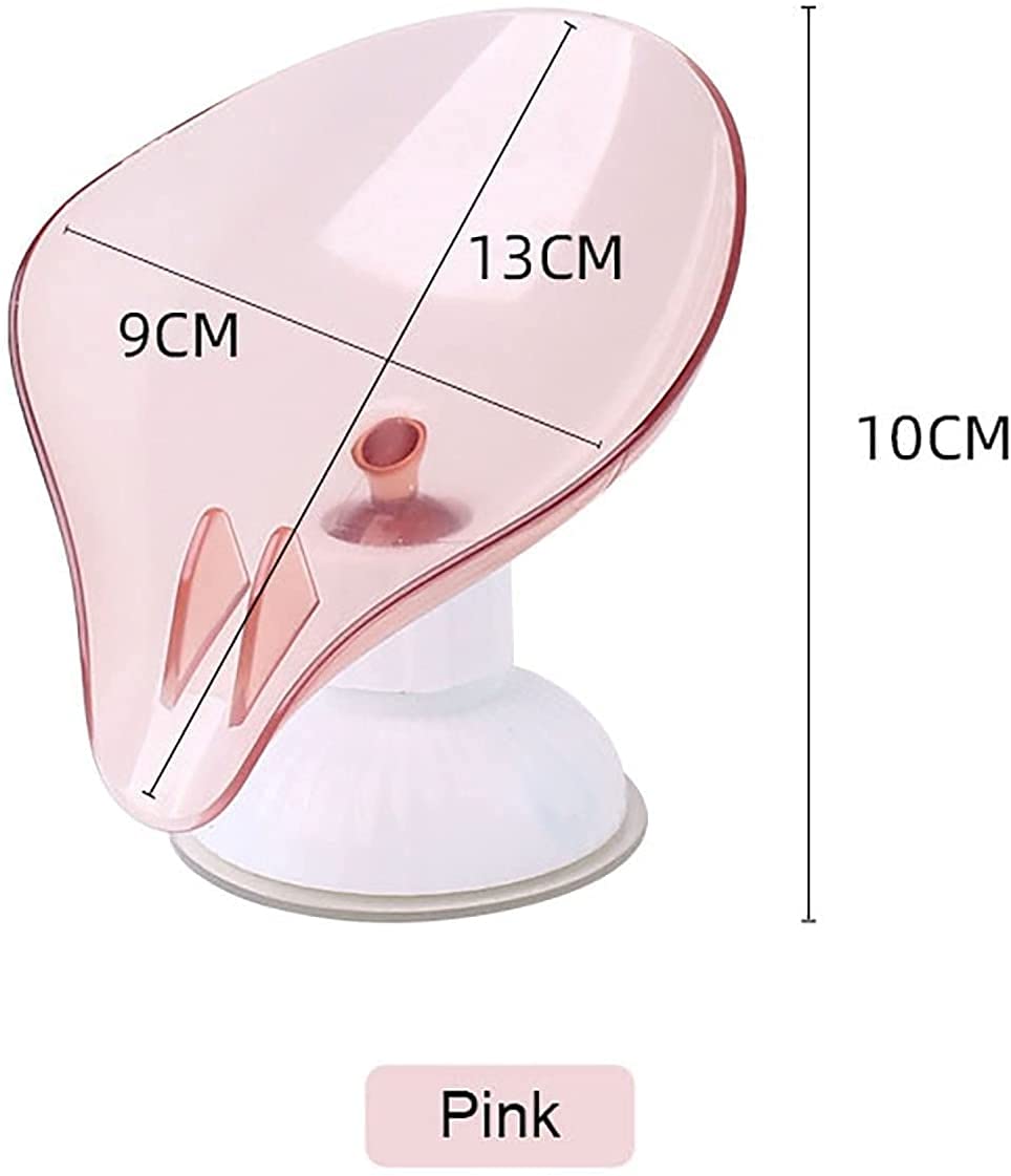 Leaf-Shaped Self-Draining Soap Dish with Suction Cups - Non-Slip Bathroom & Kitchen Soap Holder - Blue Soap Saver Box for Shower, Sink, and Countertop Use