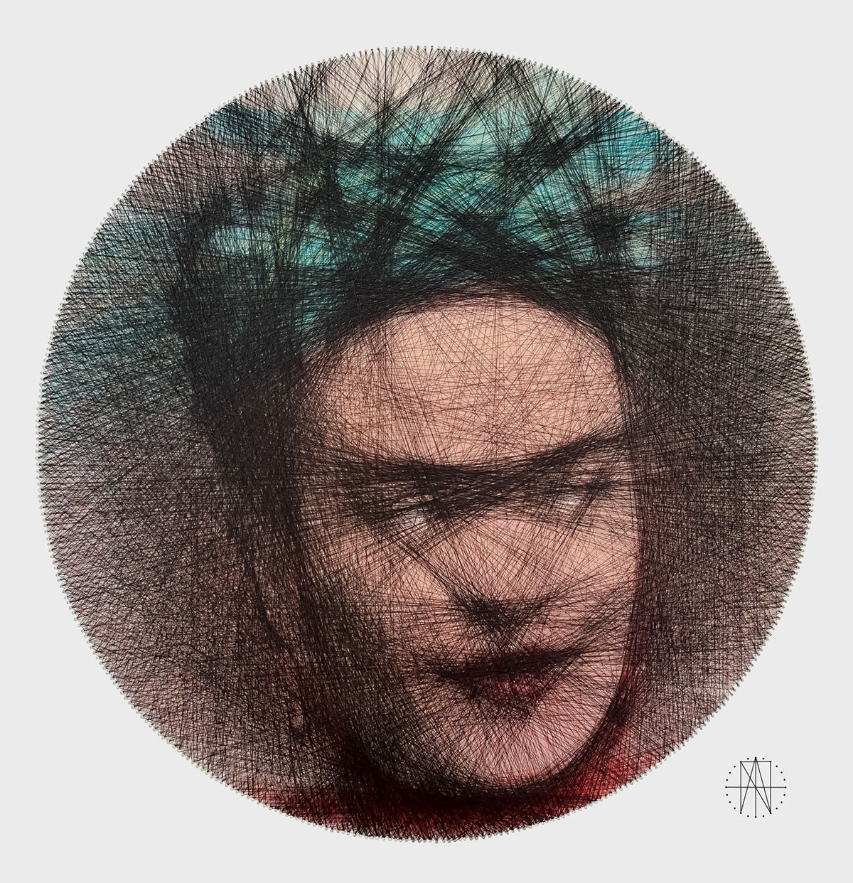 Frida Kahlo Inspired Nail Art Thread Wood Panel - Perfect for DIY Home Decor and Artistic Wall Hangings