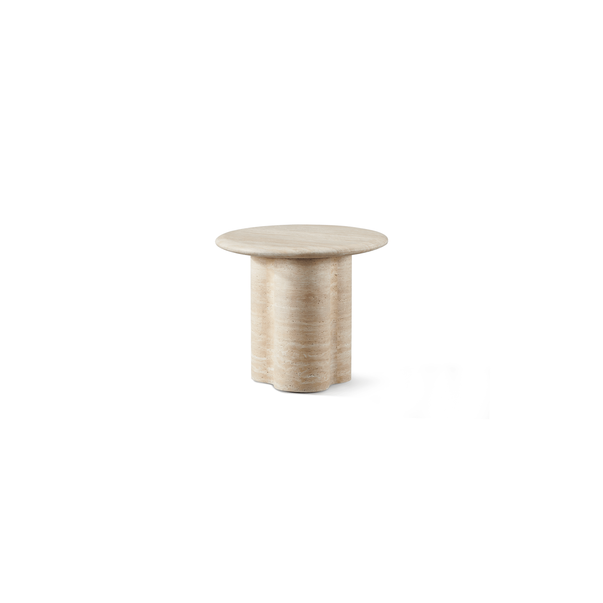 Porto Travertine Round Side Table - Natural Stone Accent Table for Living Room, Patio & Bedroom | Durable & Stylish Home Decor