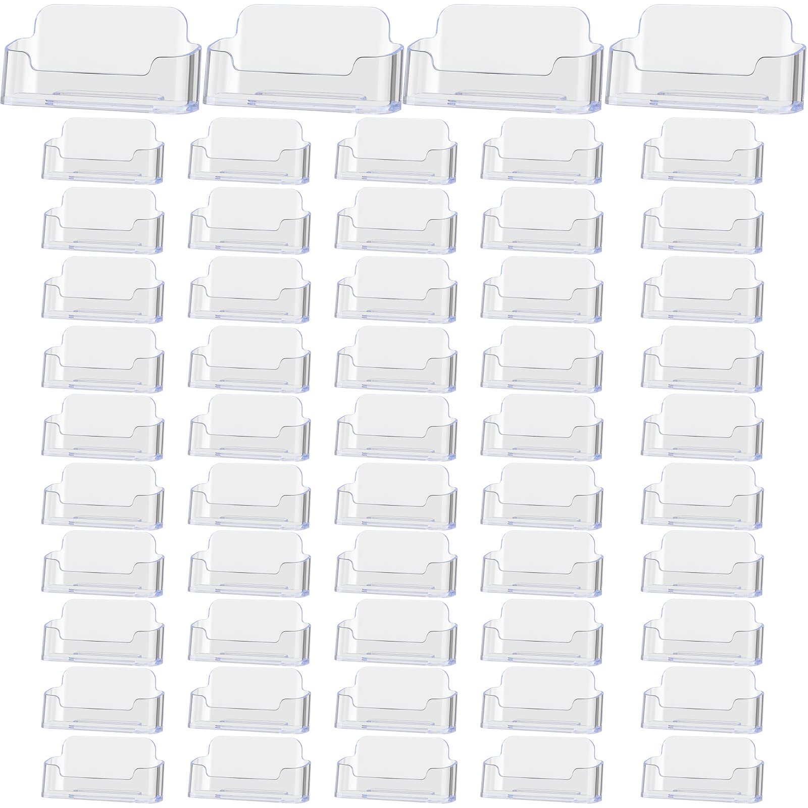 Thenshop 64 Pack Clear Acrylic Business Card Holder Stand - Desktop Organizer for Business Cards, Postcards & Name Tags - Perfect for Office Desk, Reception Counter & Home Workspace Organization
