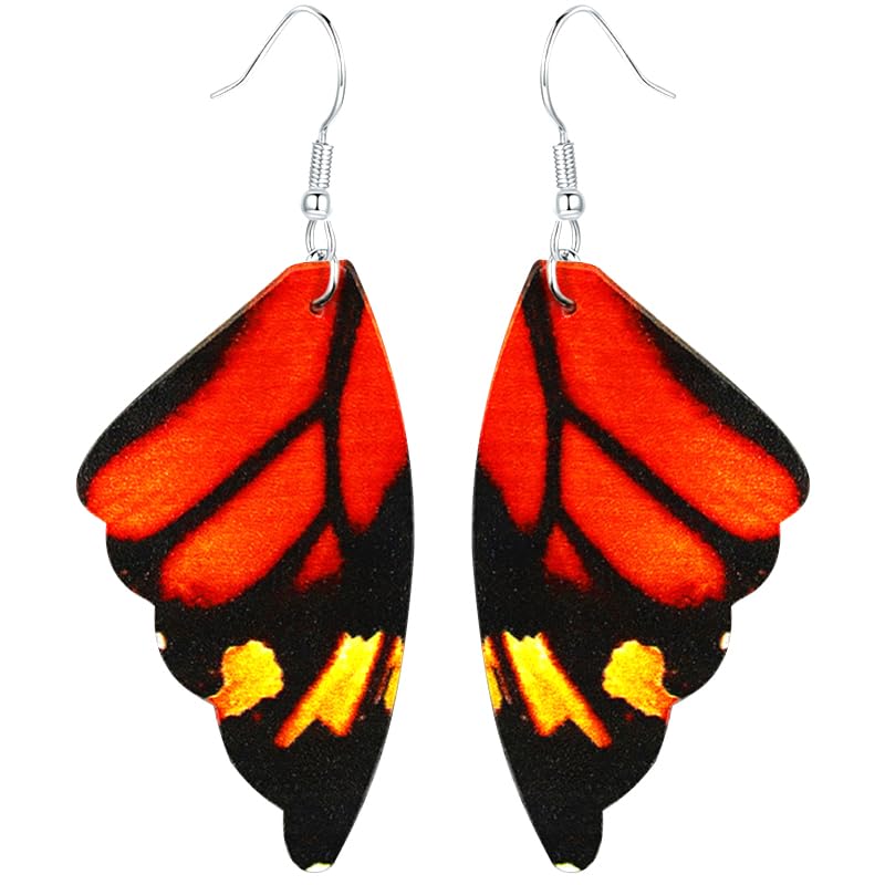 Trendy Boho Butterfly Dangle Earrings for Women - Faux Leather Wing Statement Hook Earrings | Perfect for Summer Beach Parties, Festivals & Boho Fashion Accessories