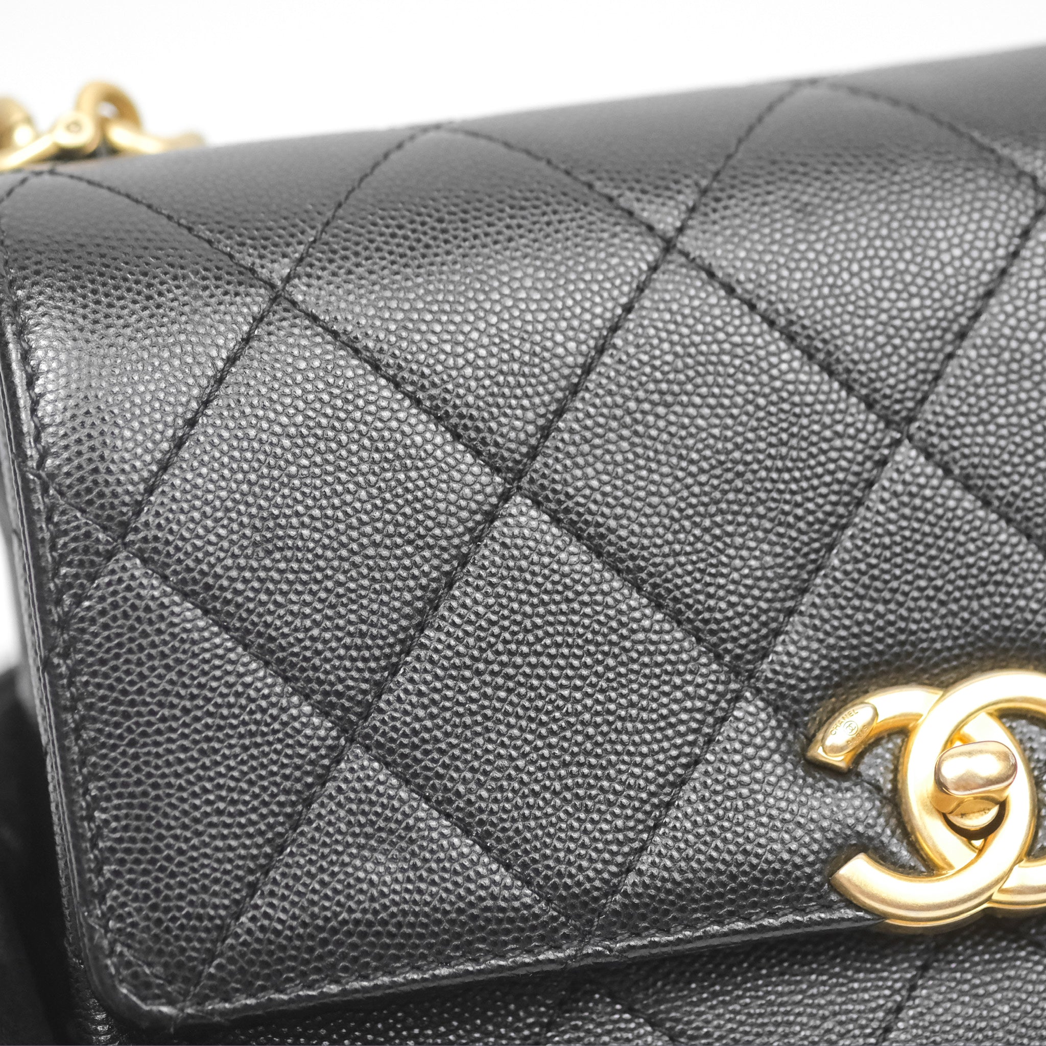 Chanel Quilted Caviar Leather Bracelet On Chain Flap Bag - Black with Aged Gold Hardware - Perfect for Evening Events, Parties & Luxury Fashion Accessories