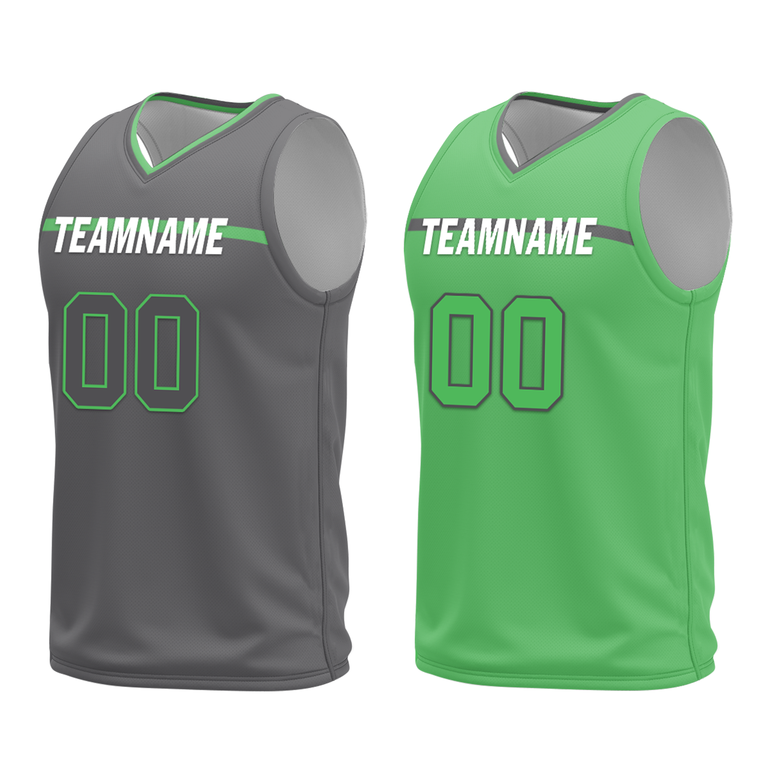 Custom Gray & Green Reversible Basketball Jersey - Personalized Classic Style Uniform for Men & Women | Perfect for Team Games, Training, and Fan Apparel (BBJR D017046)