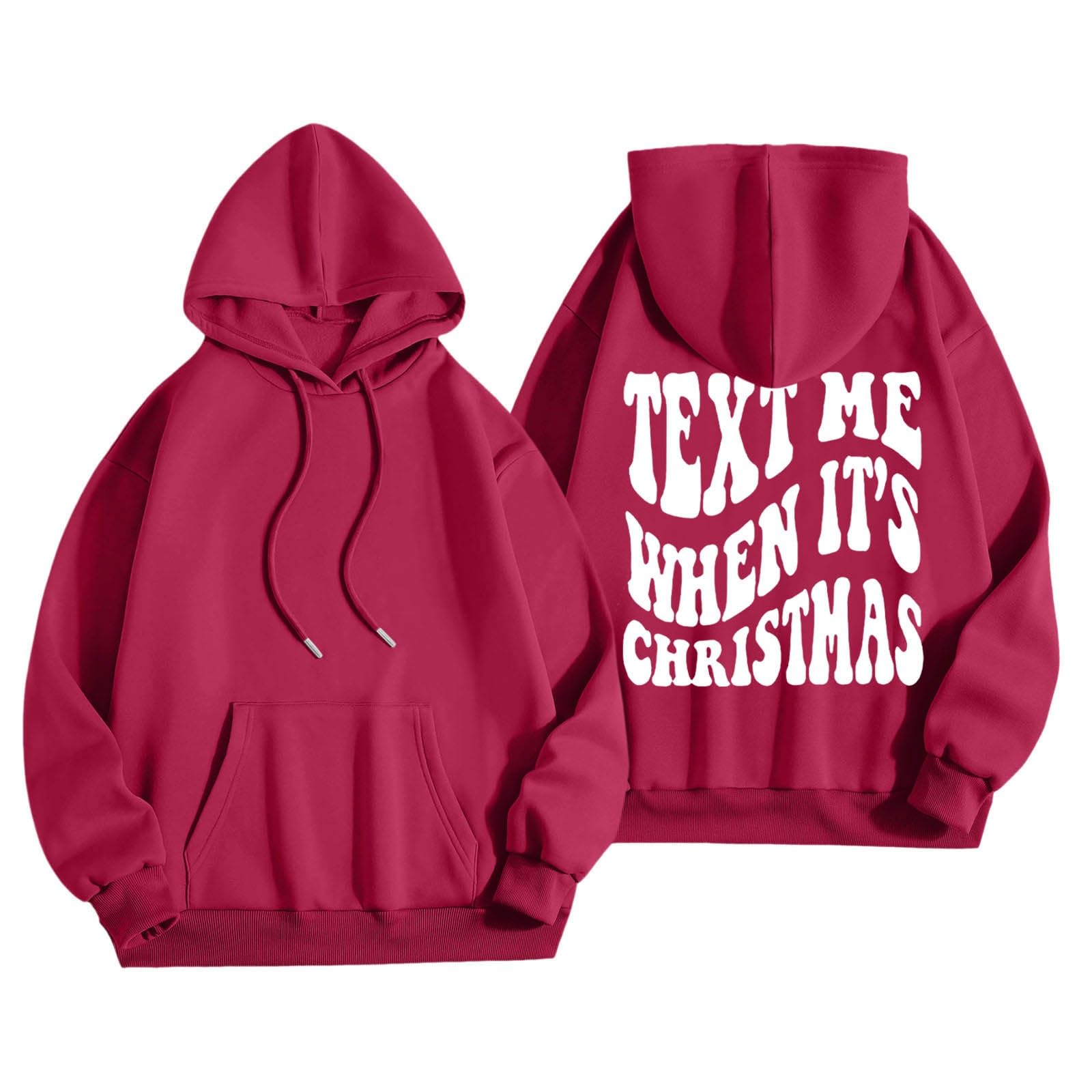 Christmas Text Me Hoodie for Teen Girls - Oversized Pullover Sweatshirt with Drawstring & Pocket | Cozy Holiday Outfit for School, Parties & Winter Fashion