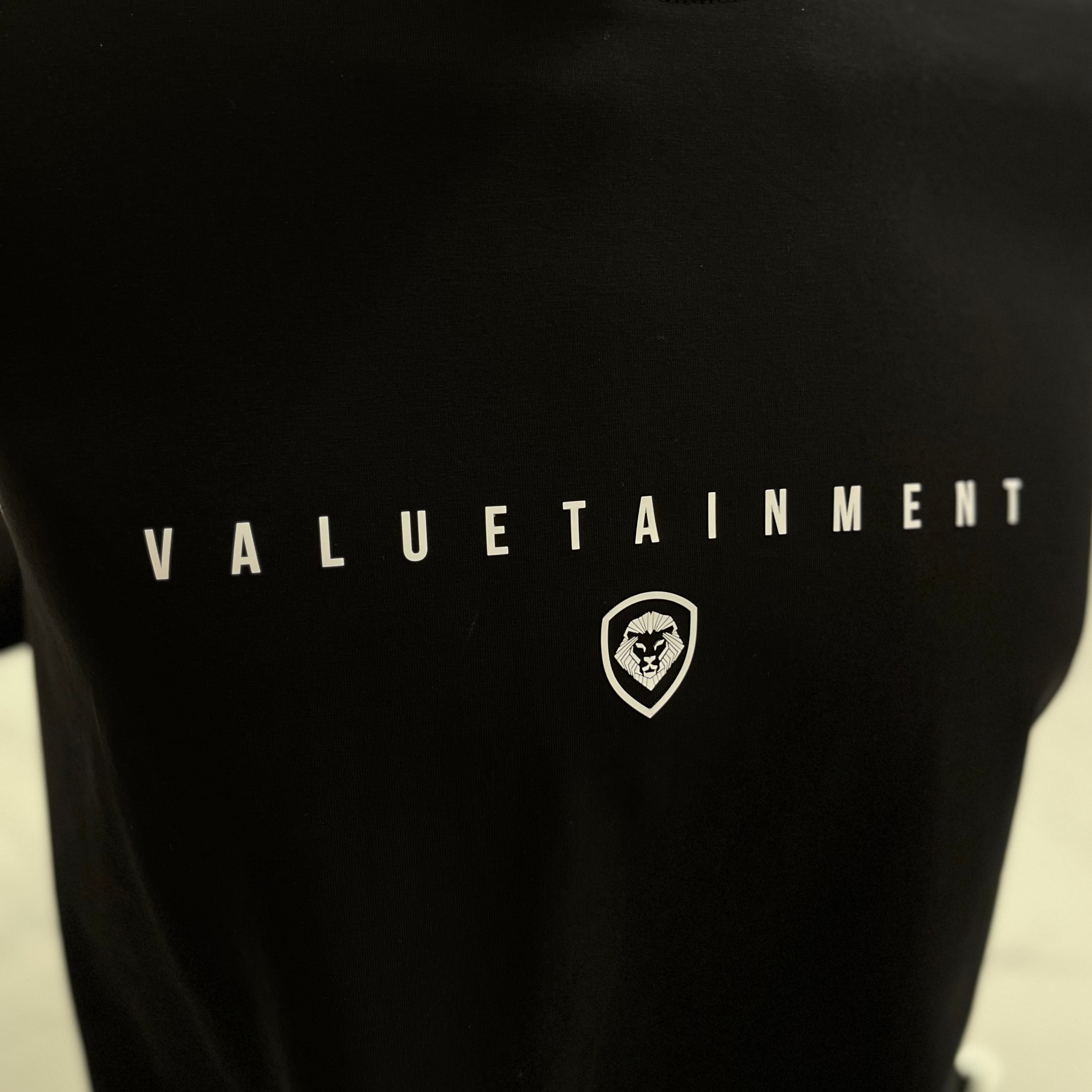 Valuetainment Premium Curved Hem Black Short Sleeve T-Shirt for Men - Comfortable Casual Tee for Everyday Wear, Gym & Street Style
