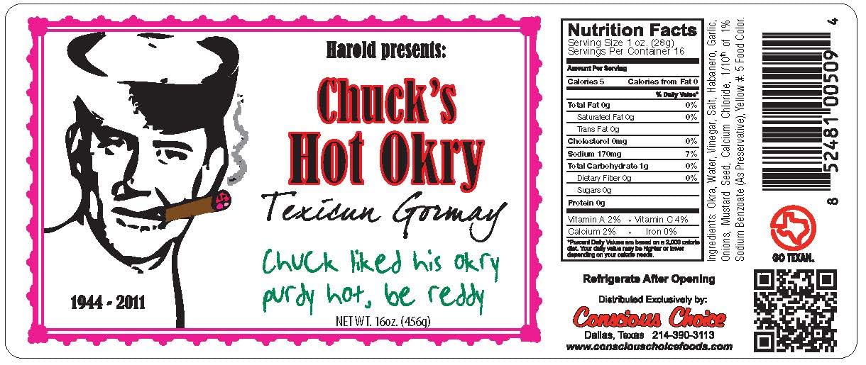 Harold's Chuck’s Hot Okra - Spicy Gourmet Pickled Okra with Fresh Garlic & Habanero Peppers - Texas-Made Southern Snack for Parties, Gifts & Spicy Food Lovers