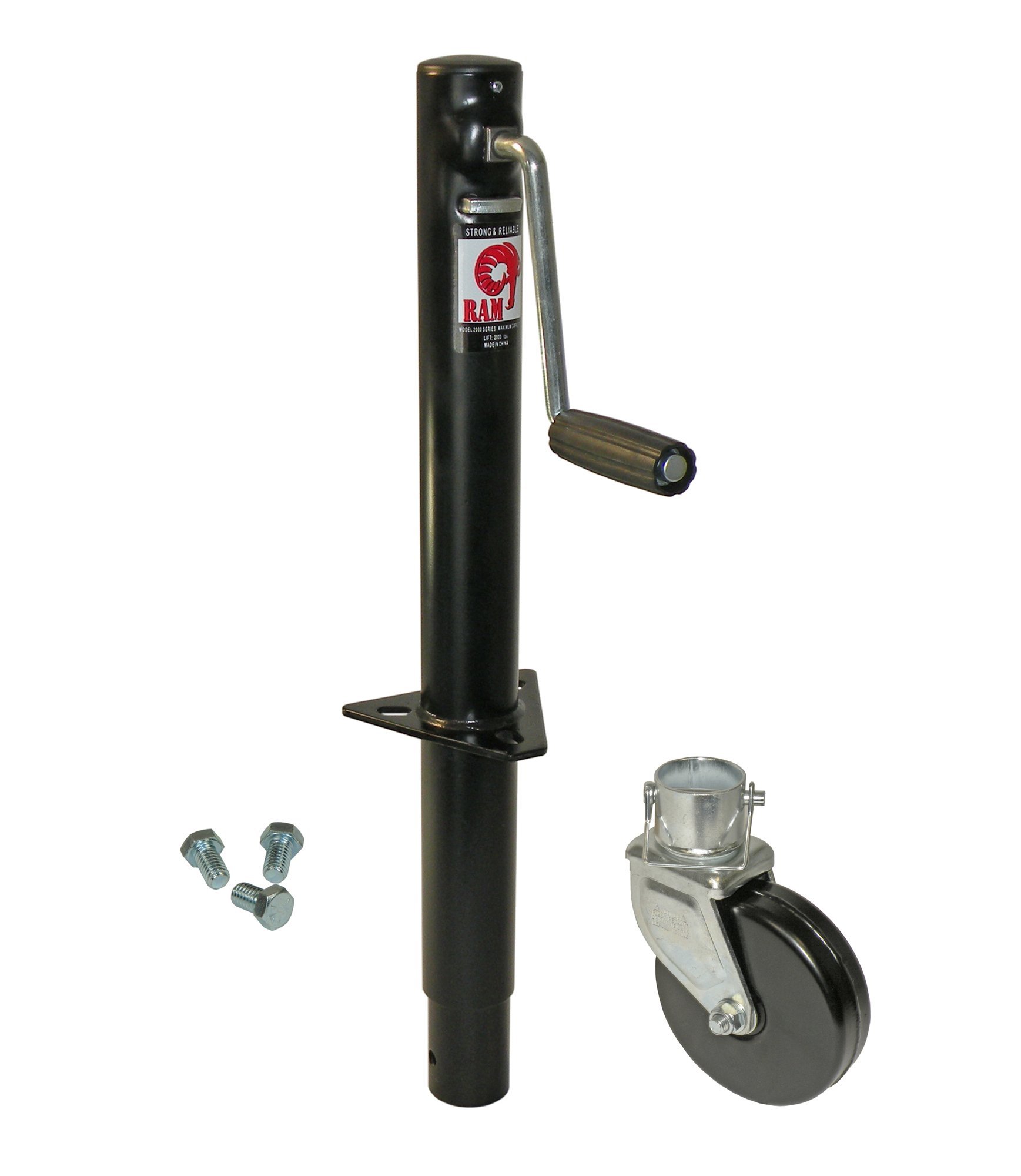 RAM A-Frame Trailer Jack with Wheel & Mounting Hardware - Heavy Duty Stabilizer for Boat, RV, and Utility Trailers