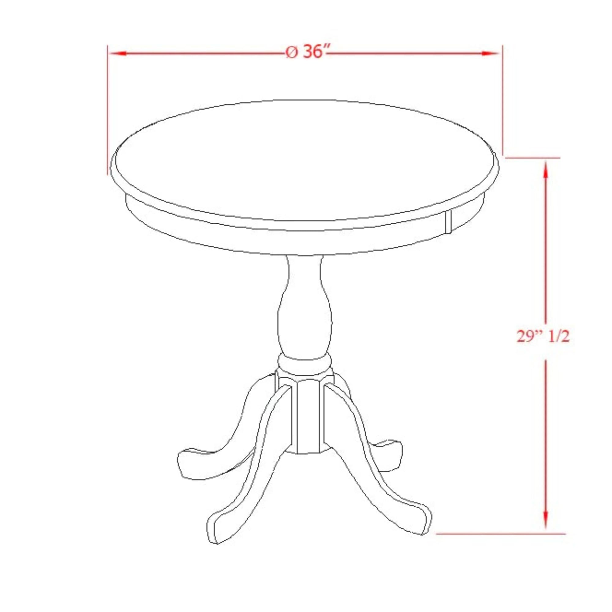 East West Furniture AMGR3-OAK-W 3 Piece Round Dining Table Set with Pedestal Base & 2 Chairs for Small Spaces - 36x36 Inch, Oak Finish - Perfect for Compact Kitchens, Breakfast Nooks & Studio Apartments