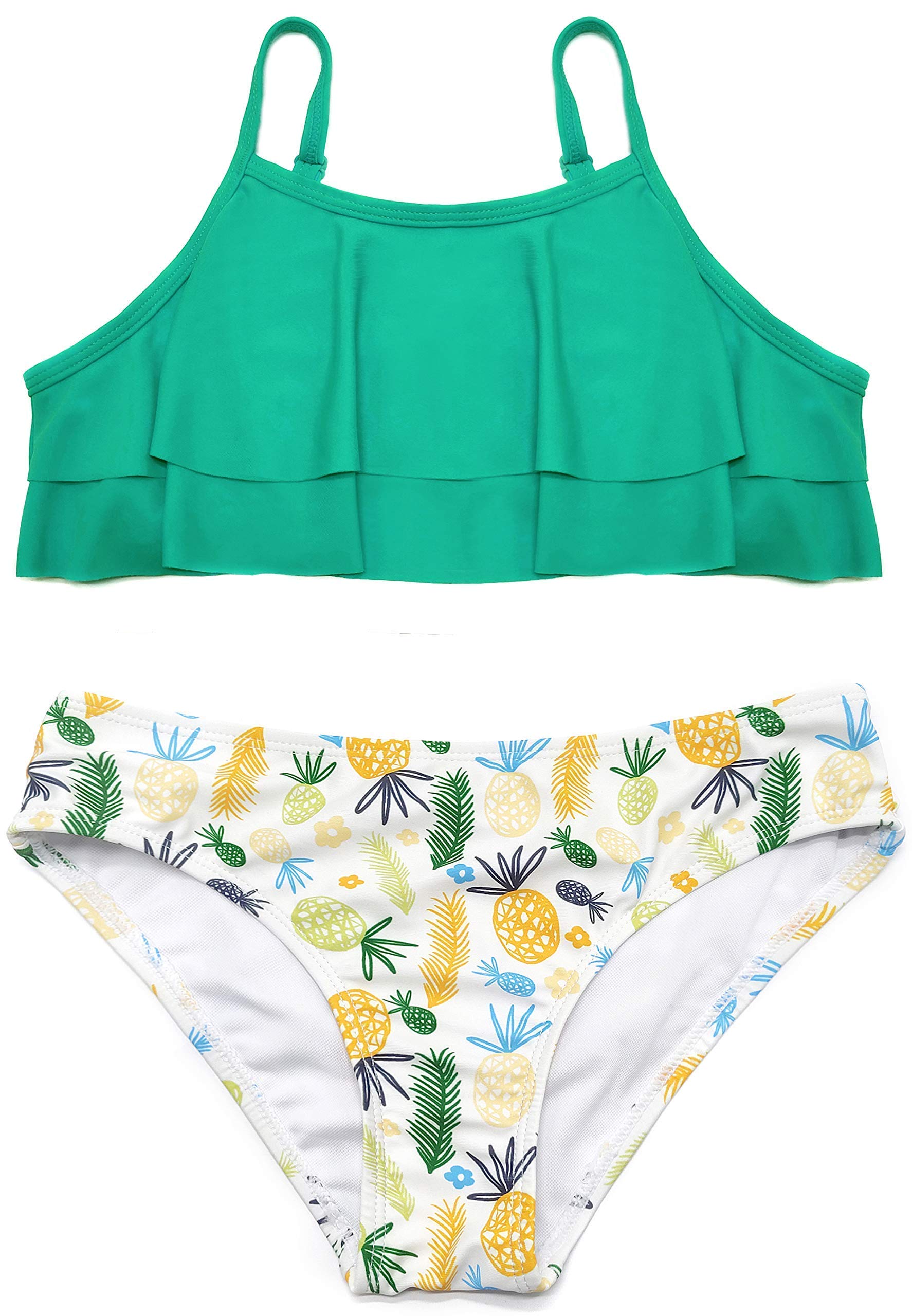 SHEKINI Girls Floral Print Ruffle Bikini Two Piece Swimsuit - Cute Beachwear for Summer Pool Party & Vacation