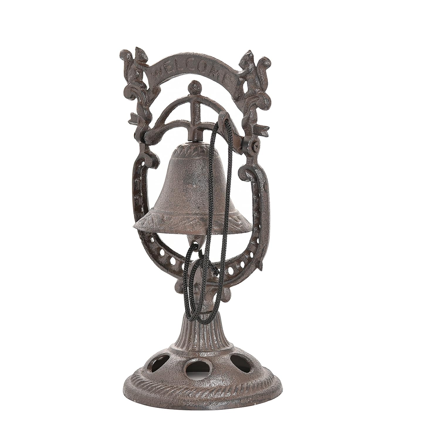 Vintage Cast Iron Tabletop Hand Bell - Classic Squirrel Shape Dinner Call Bell - Wrought Iron Rattle Decor for Restaurants, Bars & Cafes - Perfect for Hostess Signaling, Customer Service & Home Kitchen Use
