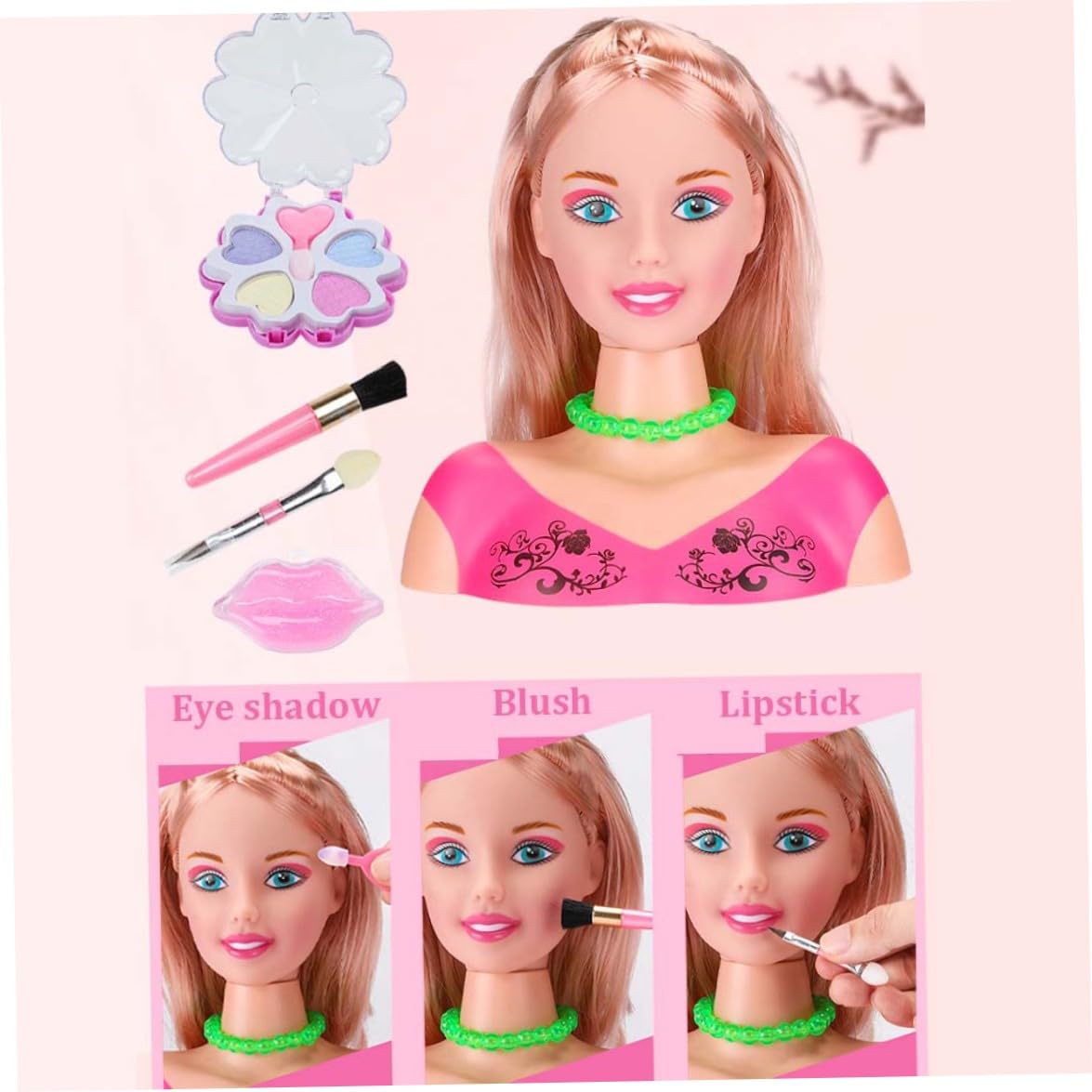 **Kids Hair Styling Head Doll with 35-Piece Makeup & Hair Accessories Set - Pretend Play Salon & Beauty Dress Up Toy for Girls & Boys - Perfect for Birthday Gifts & Role Play Games**