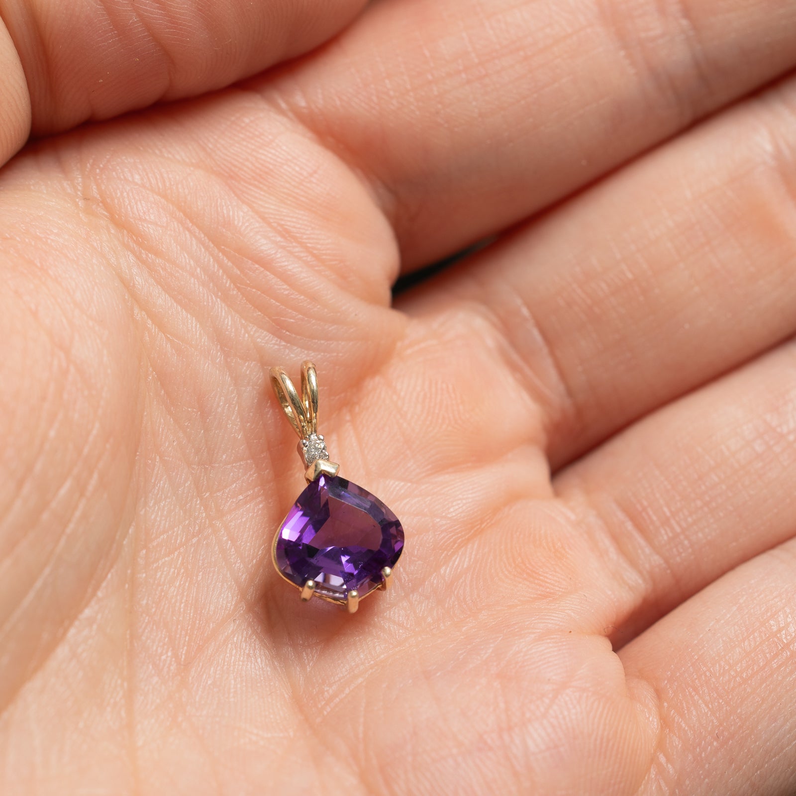 2.00ct Amethyst & 0.015ct Diamond Pendant Necklace - Elegant Purple Gemstone Jewelry for Women, Perfect Gift for Birthday, Anniversary & Valentine's Day