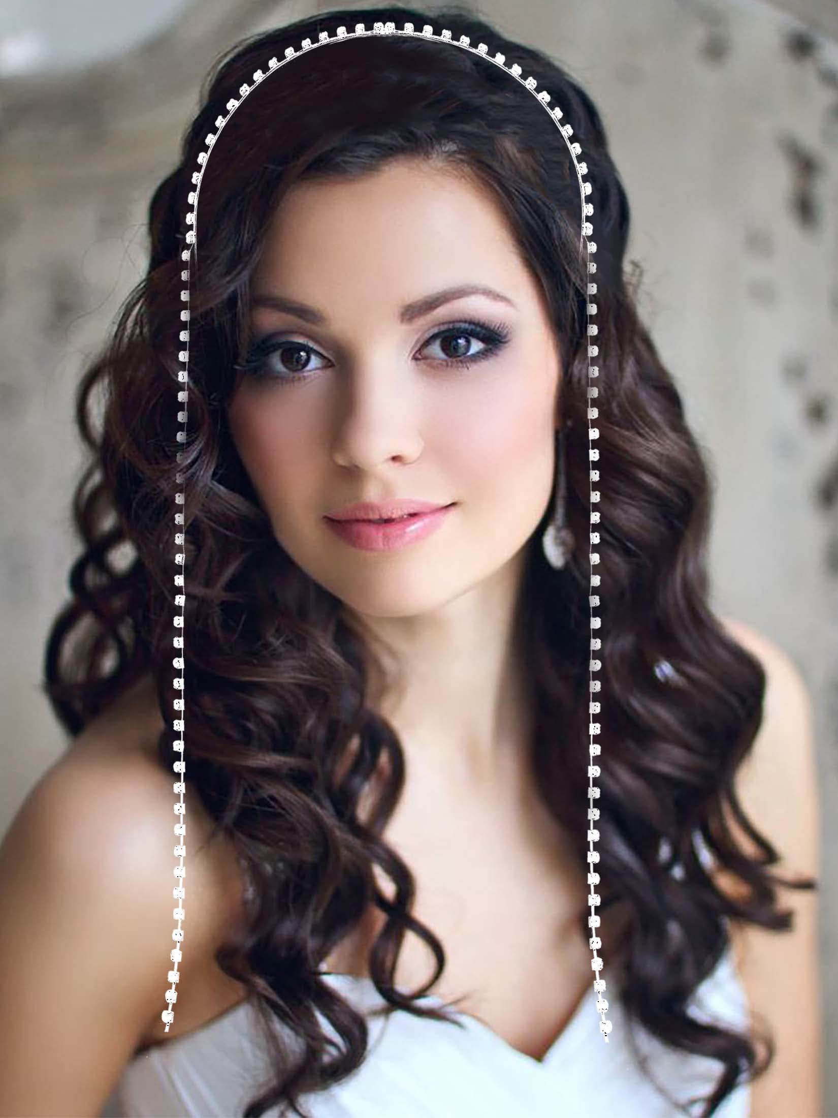 Sparkly Rhinestone Crystal Tassel Headband for Women - Silver Bejeweled Hair Chain with Fake Diamond Earrings | Perfect for Weddings, Proms, Parties, Birthdays & Special Occasions | Elegant Bridal Hair Accessories for Women & Girls