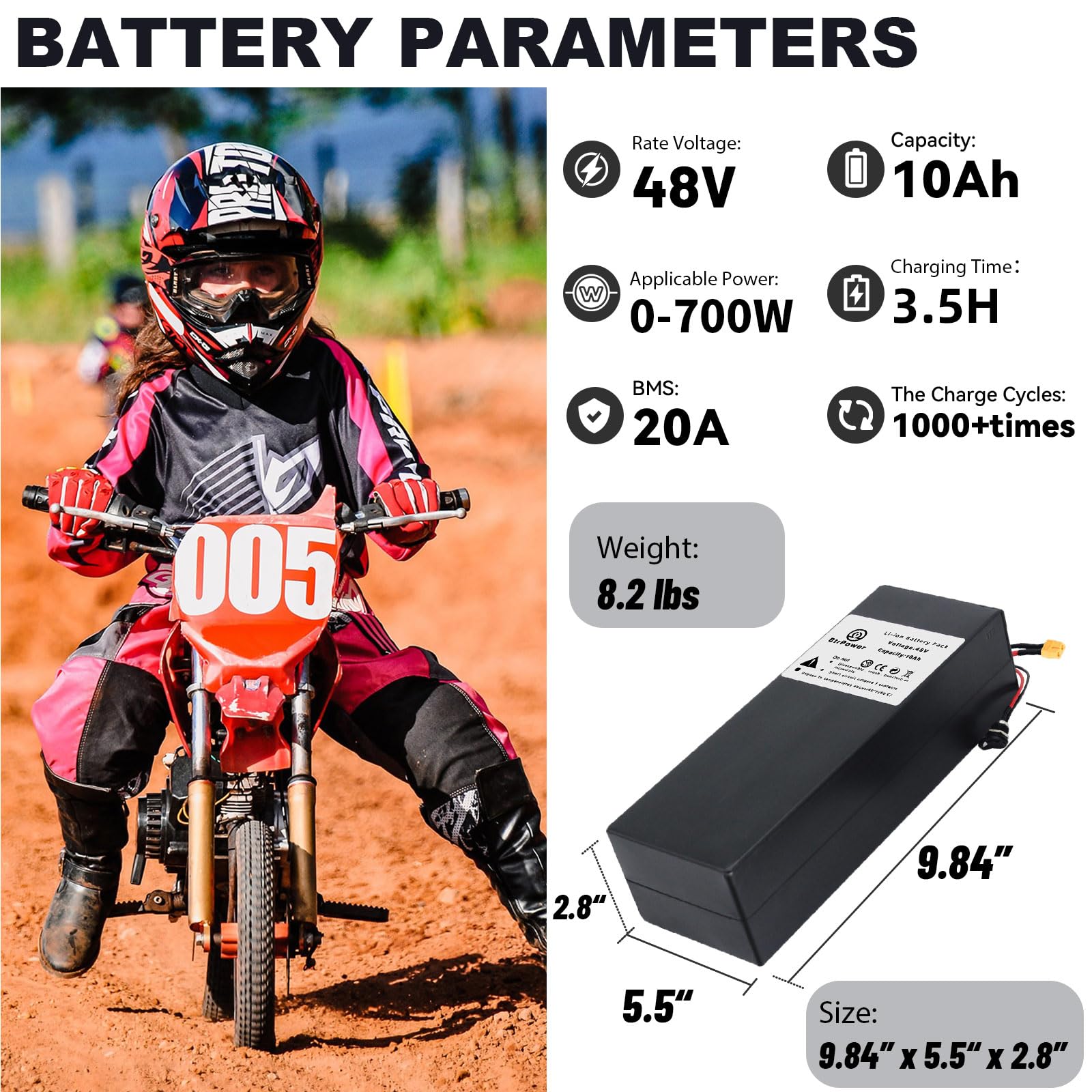 48V 52V 60V 72V Ebike Battery Pack - 10AH to 50AH Lithium Ion/LiFePO4 Battery with 3A/5A Charger & 50A/80A BMS - Compatible with 300W-4500W Electric Bike Motors - Perfect for Commuting, Mountain Biking & Long-Distance Rides