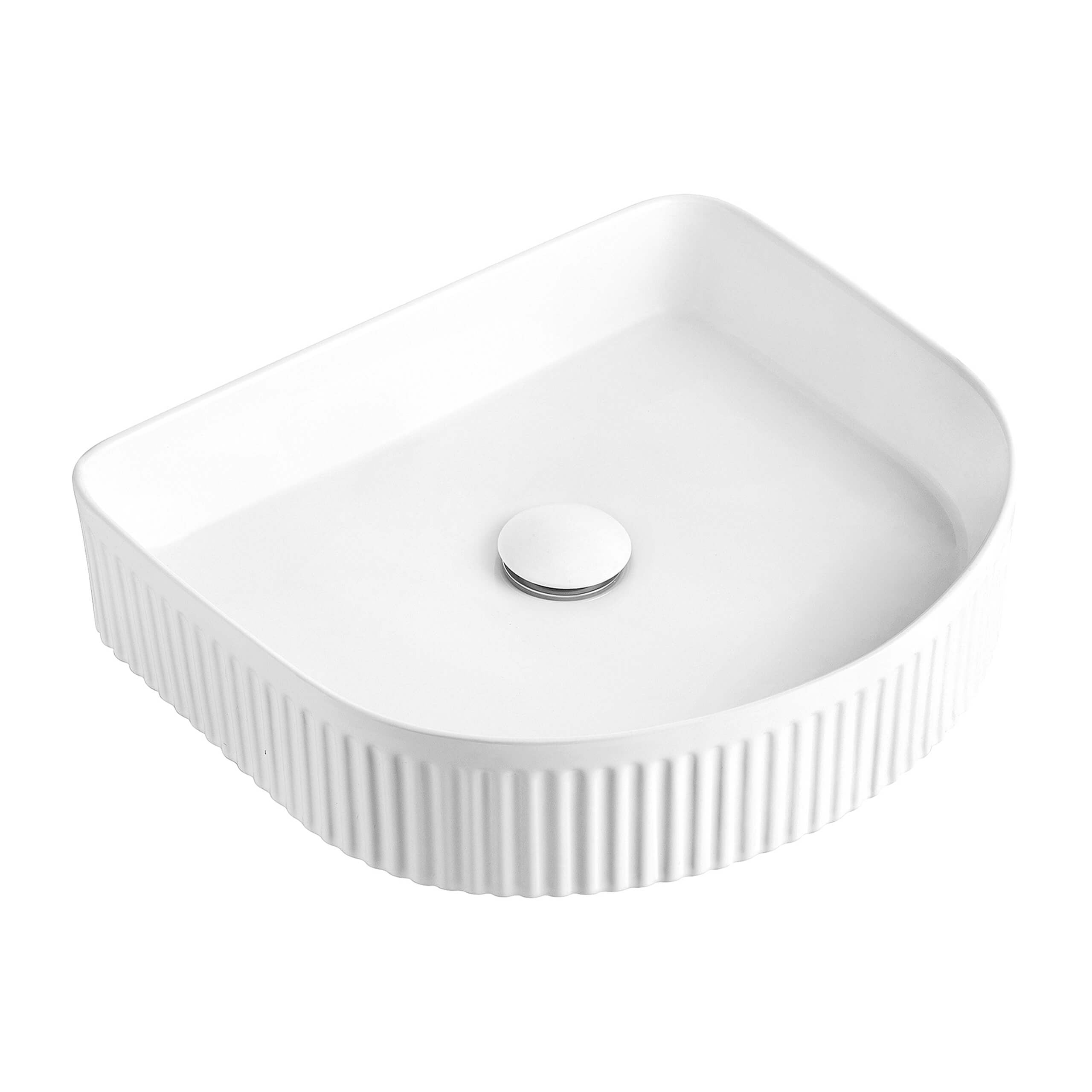 Archie Above Counter Center Waste Basin 415x365mm Matte White - Premium Bathroom Sink for Modern Vanities & Powder Rooms