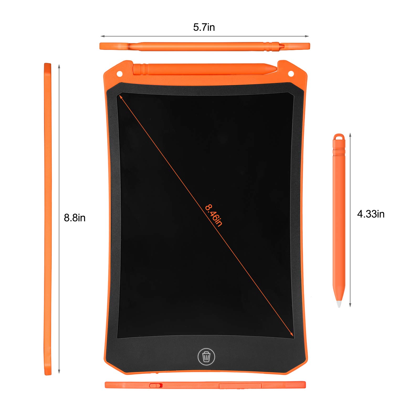 LEYAOYAO 8.5 Inch LCD Writing Tablet - Colorful Drawing Pad with Protective Case, Erasable Doodle Board for Kids Ages 3-6 | Perfect Learning Toy Gift for Toddler Boys & Girls (Orange) - Ideal for Home, School & Travel Use