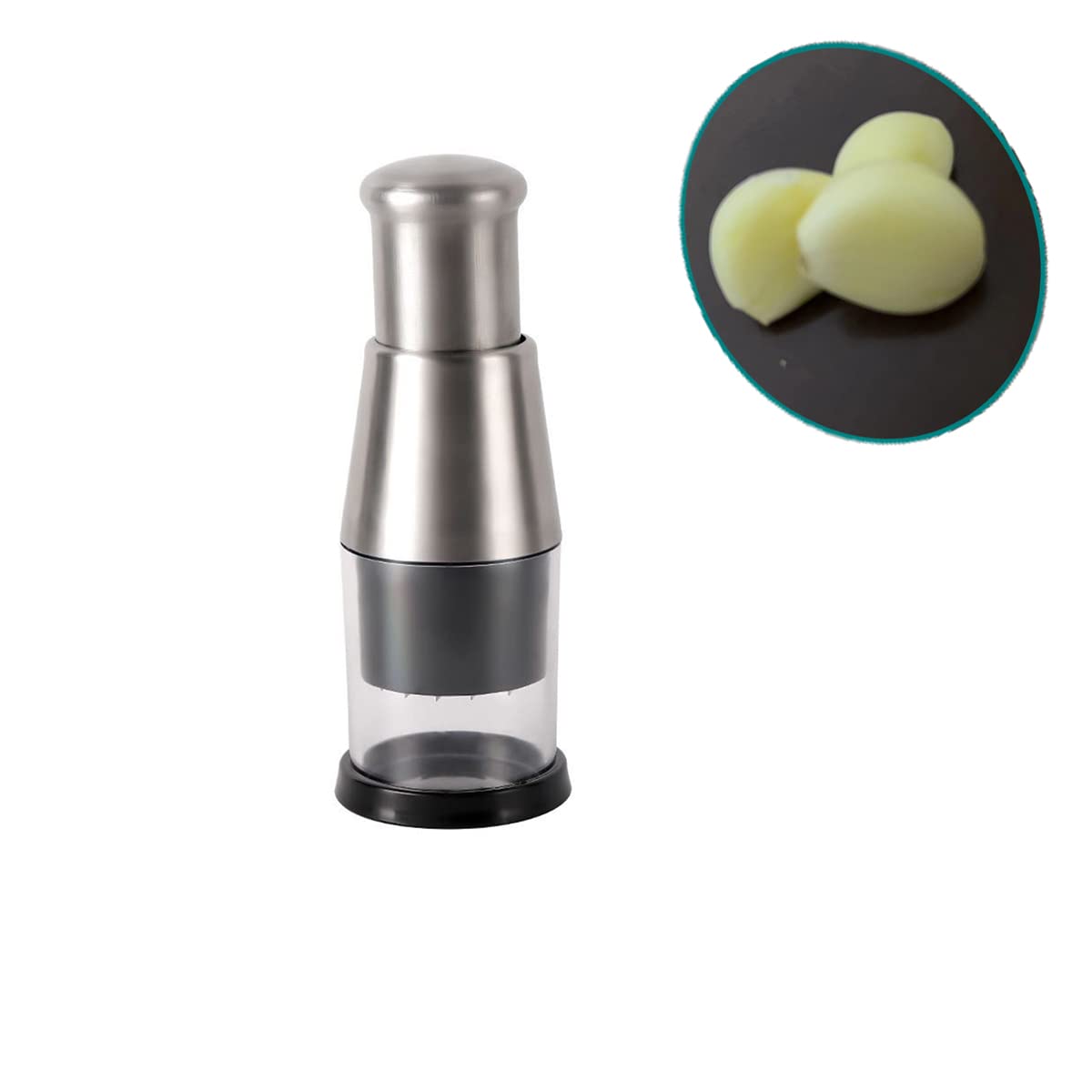 Premium Manual Garlic Press Chopper - Stainless Steel Food Mincer for Garlic, Onions, Peppers & Herbs (1PC) - Perfect for Cooking, Meal Prep & Restaurant Use