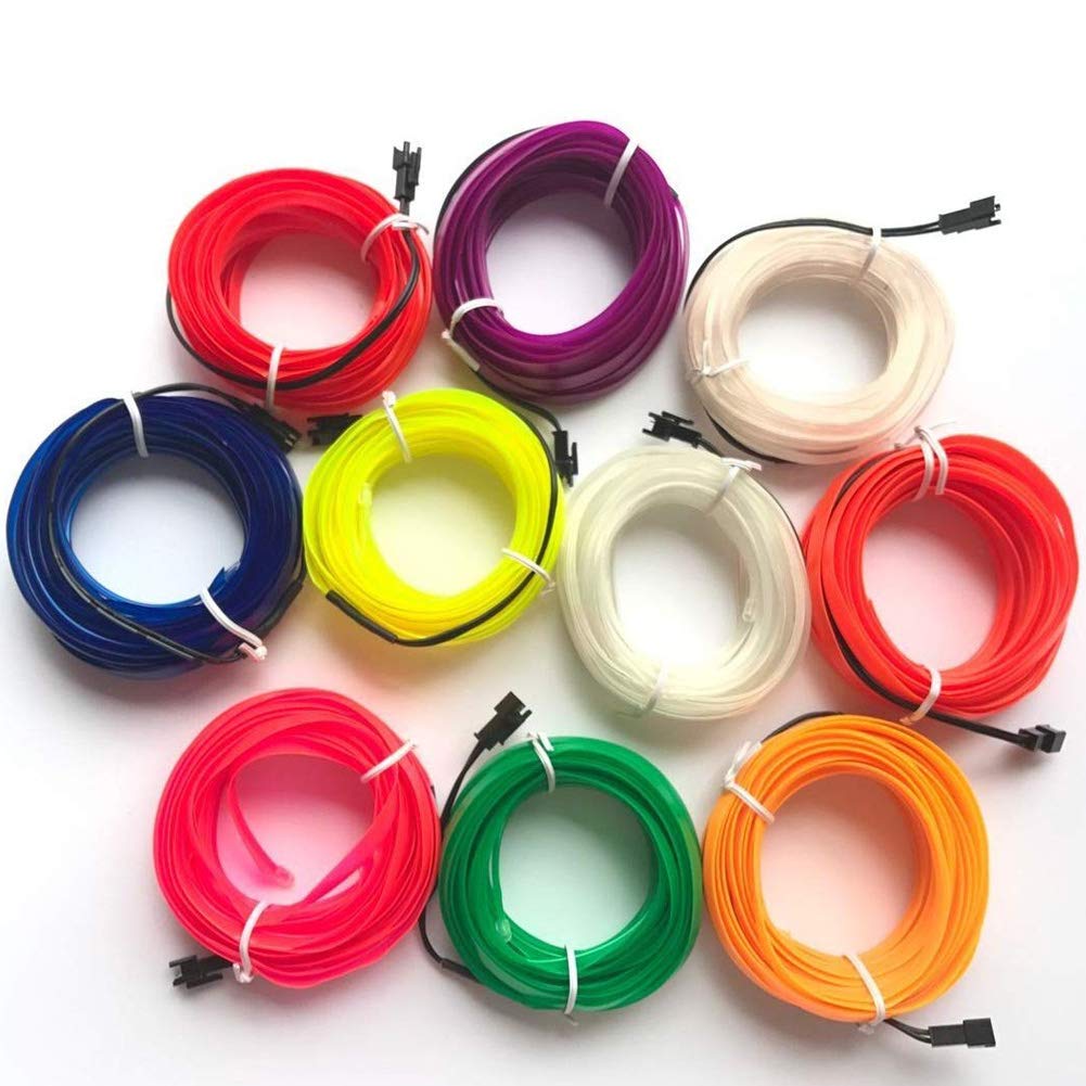 5V USB Neon EL Wire 6FT LED Flexible Rope Lights - Red Cold Light for Car Decor, Wedding Vehicle Lighting & Party Atmosphere Enhancement