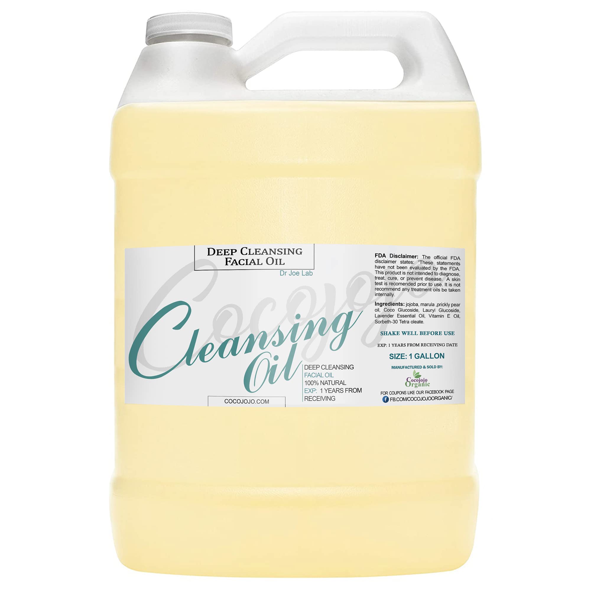 Dr Joe Lab Deep Facial Cleansing Oil for Oily & Dry Skin - Hydrating, Moisturizing & Restoring Face Cleanser - 1 Gallon (128 oz) - Perfect for Daily Skincare & Makeup Removal
