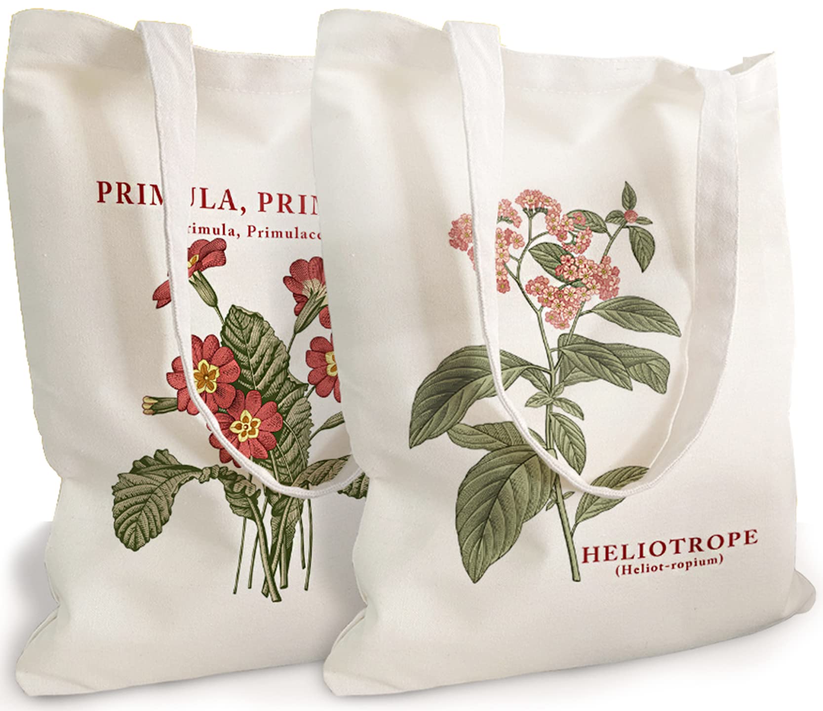 2 PCS Floral Tote Bags for Women - Aesthetic Botanical Shopping Bags with Beautiful Flower Patterns, Reusable Grocery Bags for Shopping, Beach, Picnic & Daily Use