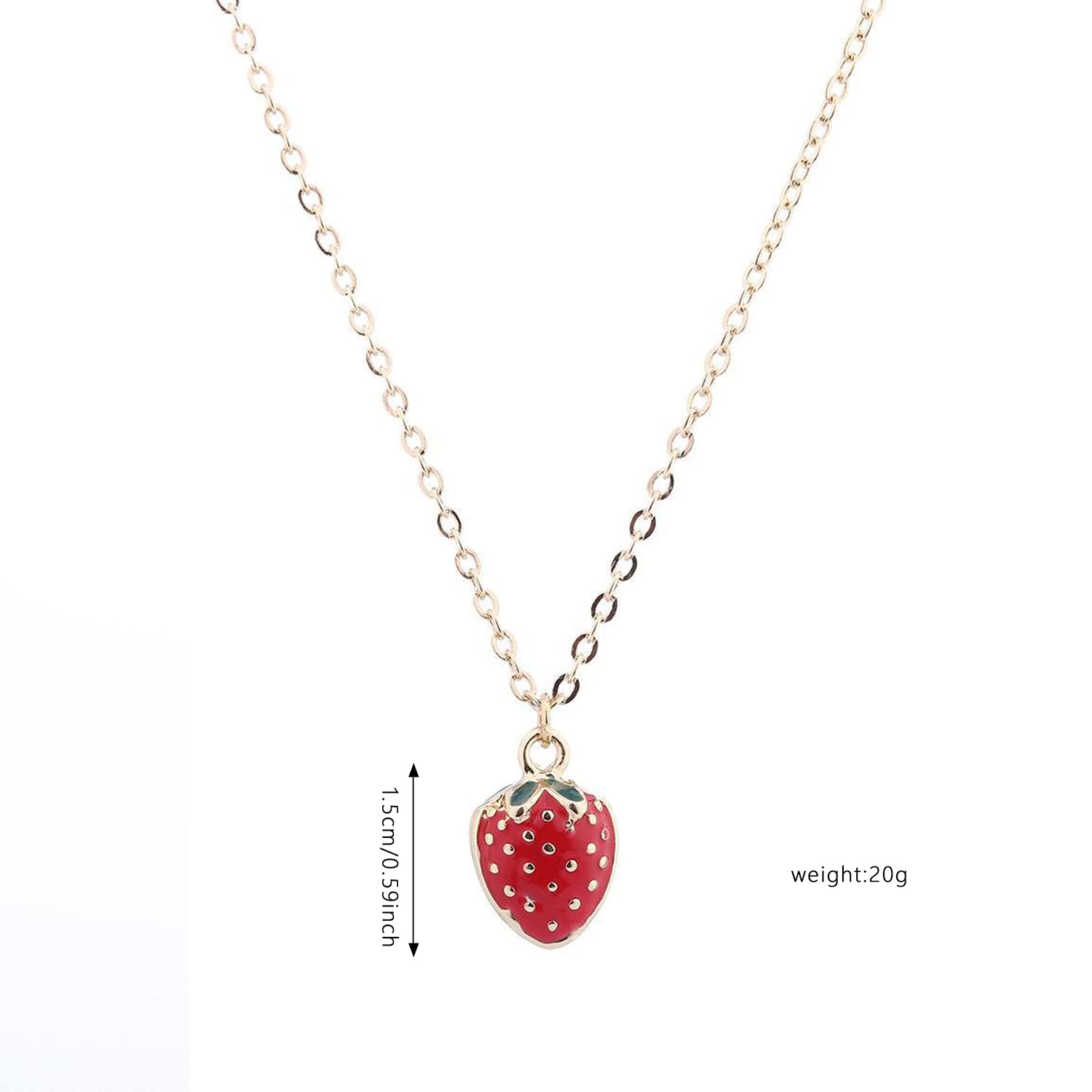 Strawberry Pendant Necklace for Women - Cute Mini Red Drop Oil Jewelry, Dainty Freshwater Pearl Charm | Perfect for Valentine's Day Gifts, Birthday Presents & Everyday Fashion Accessories